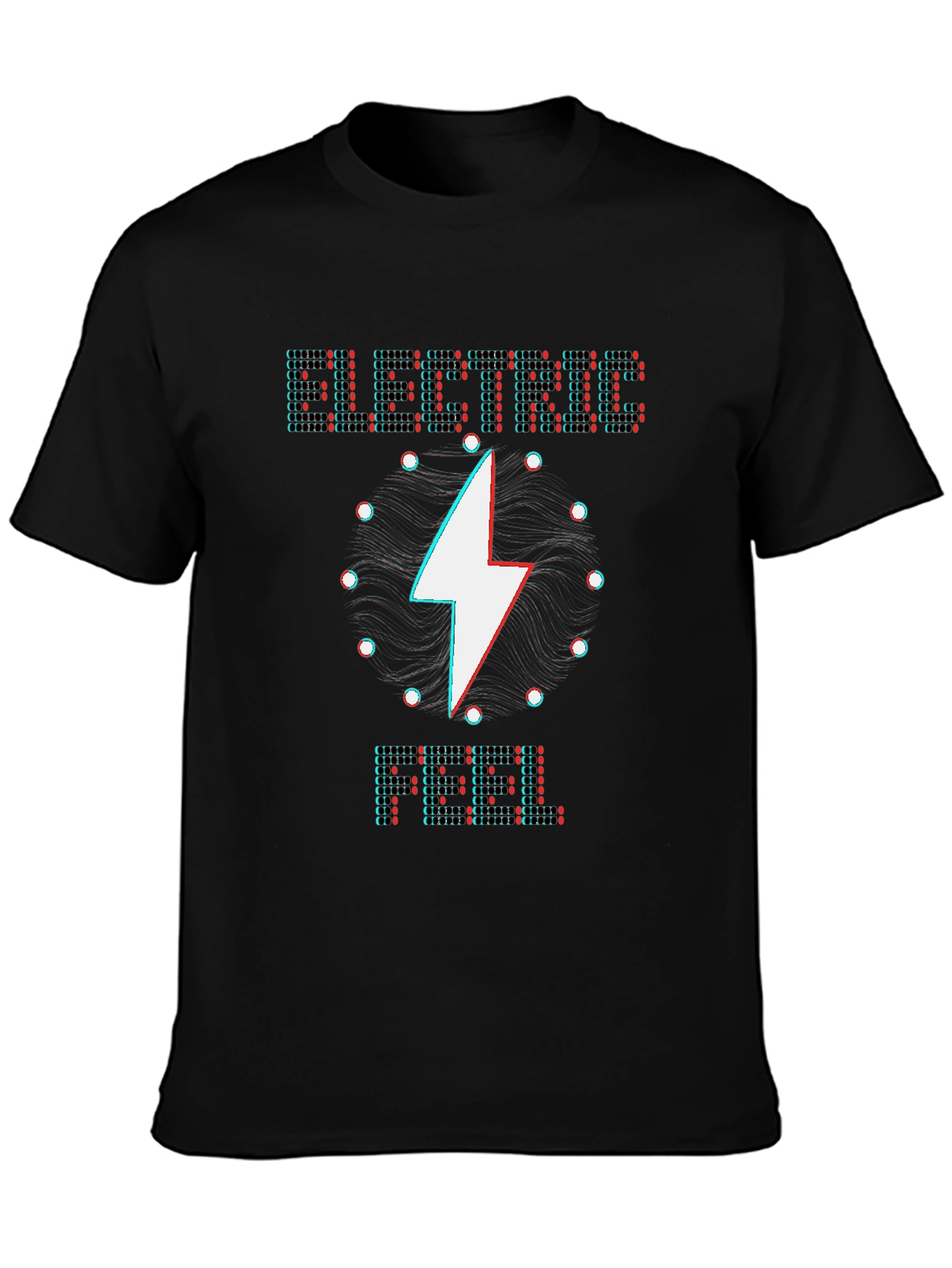 Black Electric Pixel Glitch T-Shirt - Unique Graphic Tee view 3