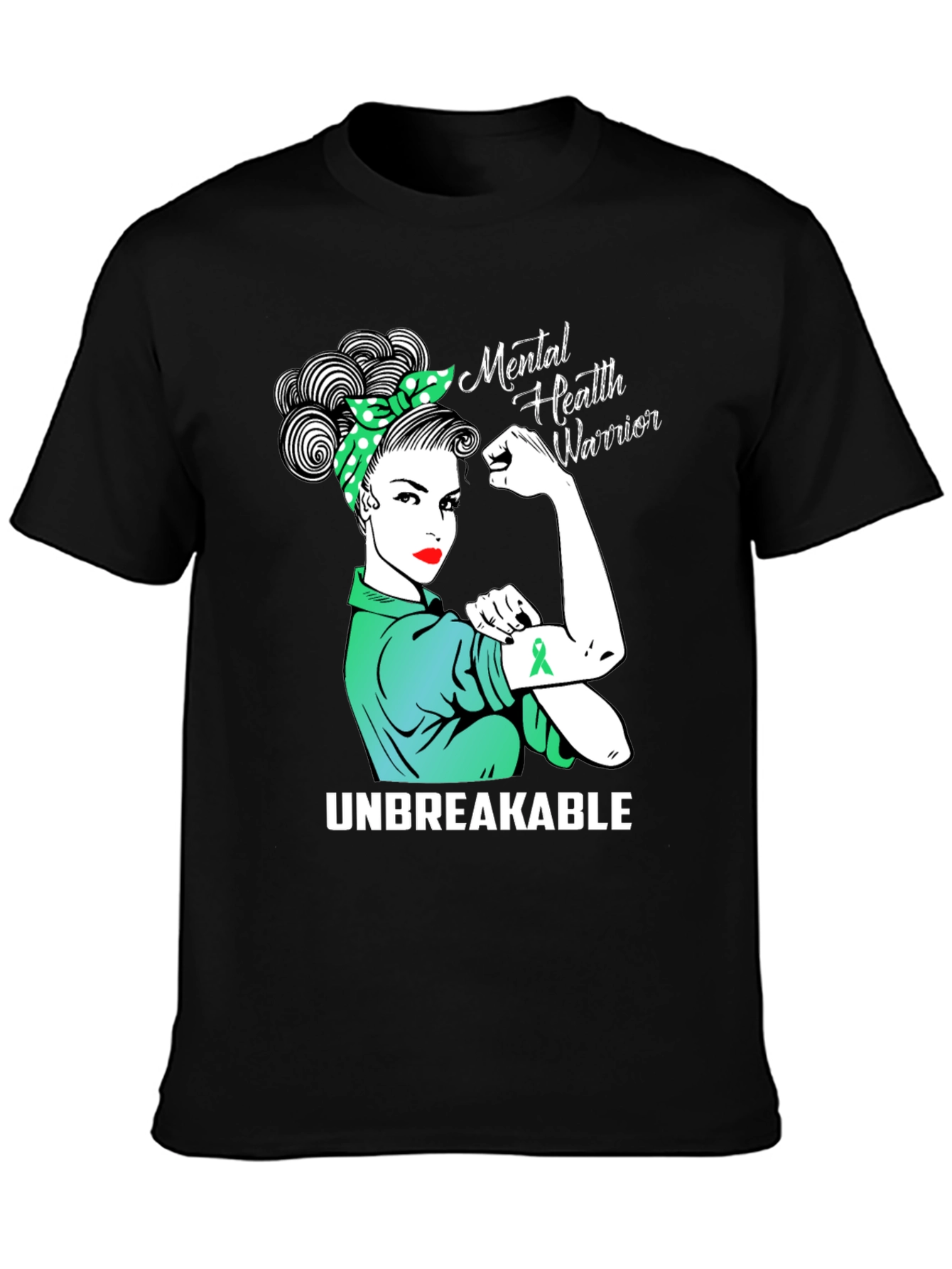 Black Mental Health Warrior Unbreakable T-Shirt view 3