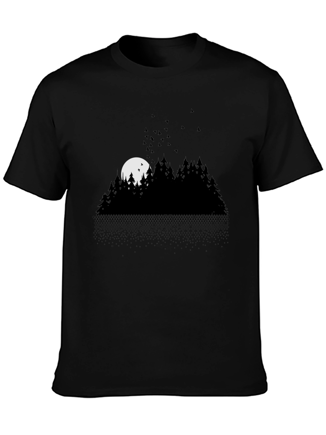 Black Midnight Forest Graphic Tee - Black view 3