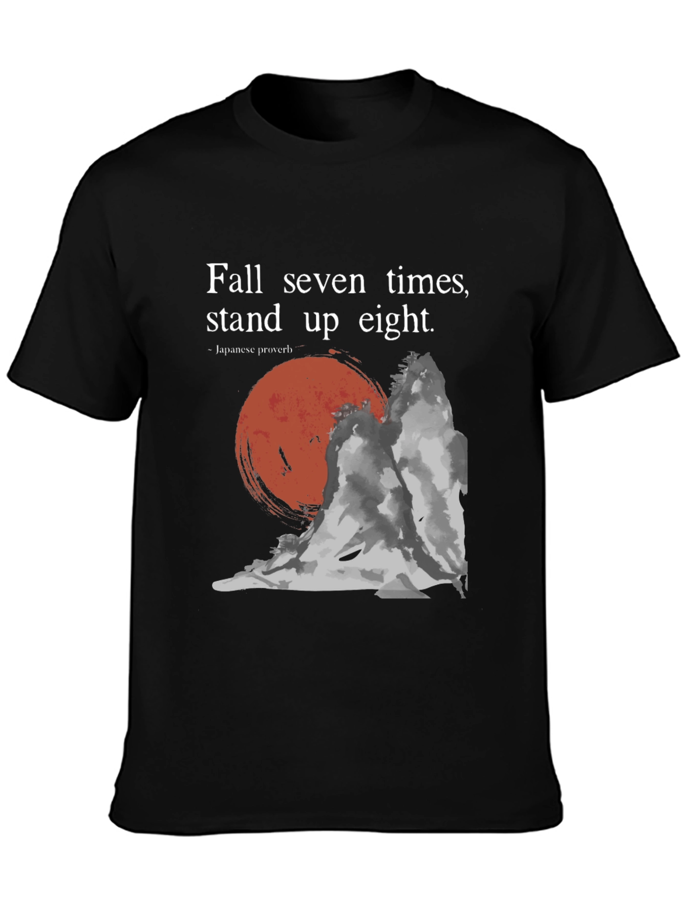 Black Resilience T-Shirt: Fall Seven, Stand Eight - Japanese Proverb view 3