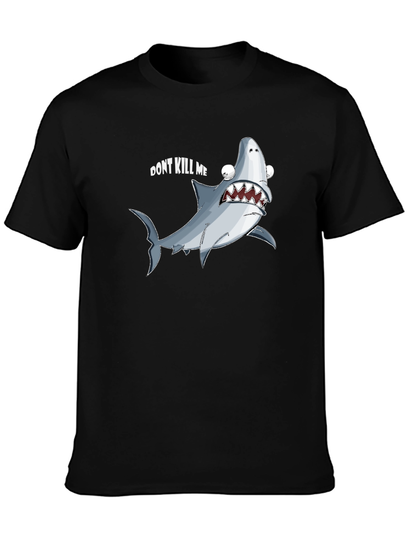 Black Funny Shark Graphic Tee - "Don't Kill Me" view 3