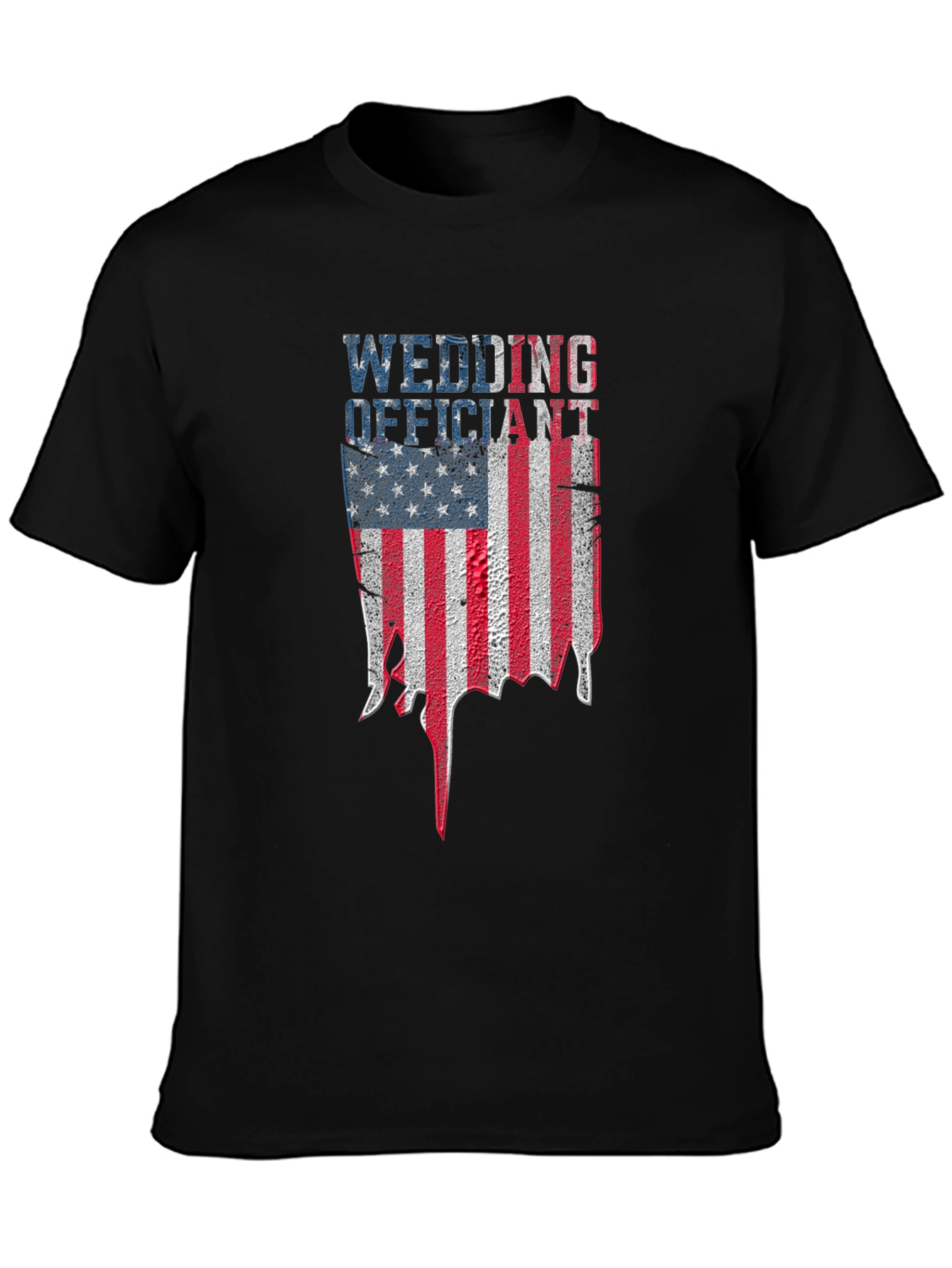 Black Wedding Officiant American Flag T-Shirt view 3
