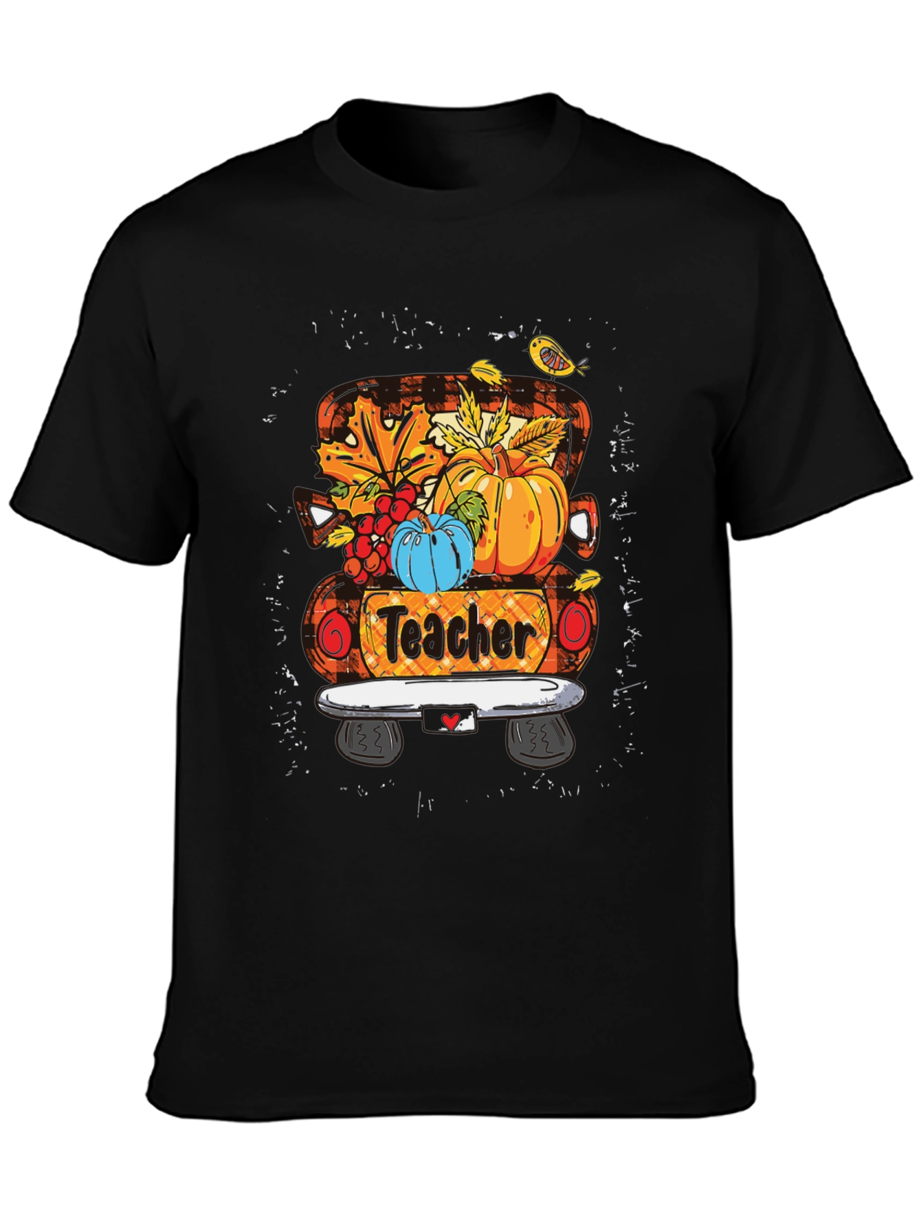 Black Teacher Fall Truck T-Shirt view 3