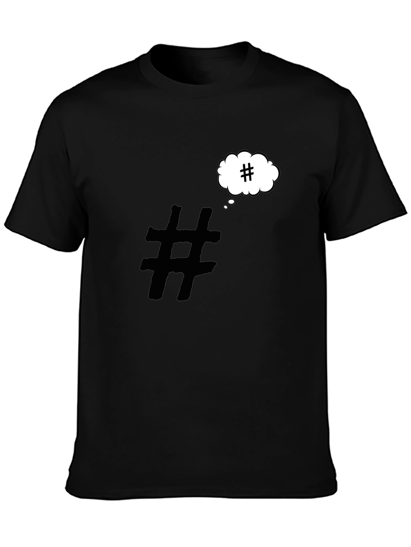 Black Hashtag Mind T-Shirt - Black Cotton Graphic Tee view 3