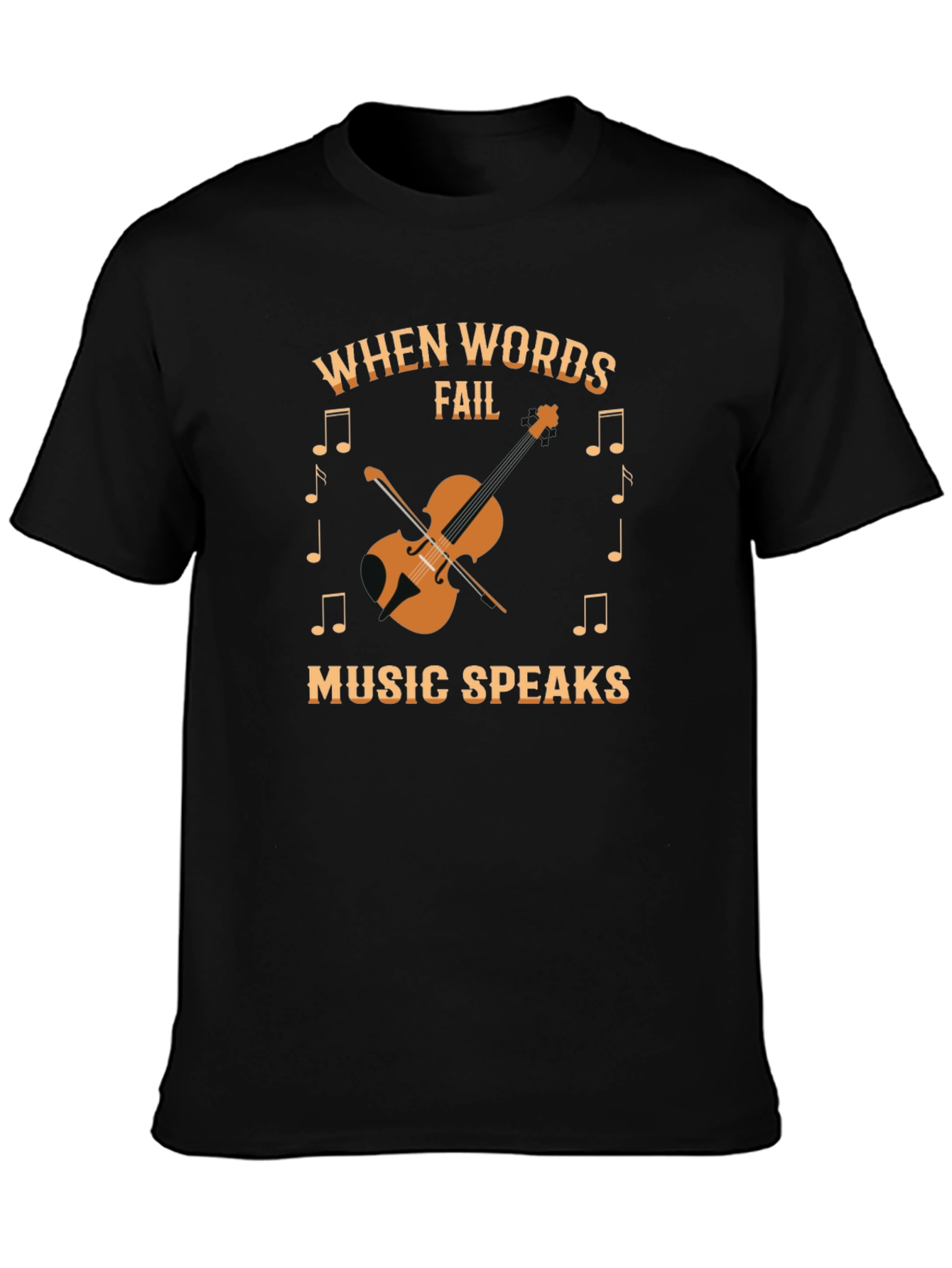 Black Music Speaks T-Shirt - Words Fail Violin Design view 3
