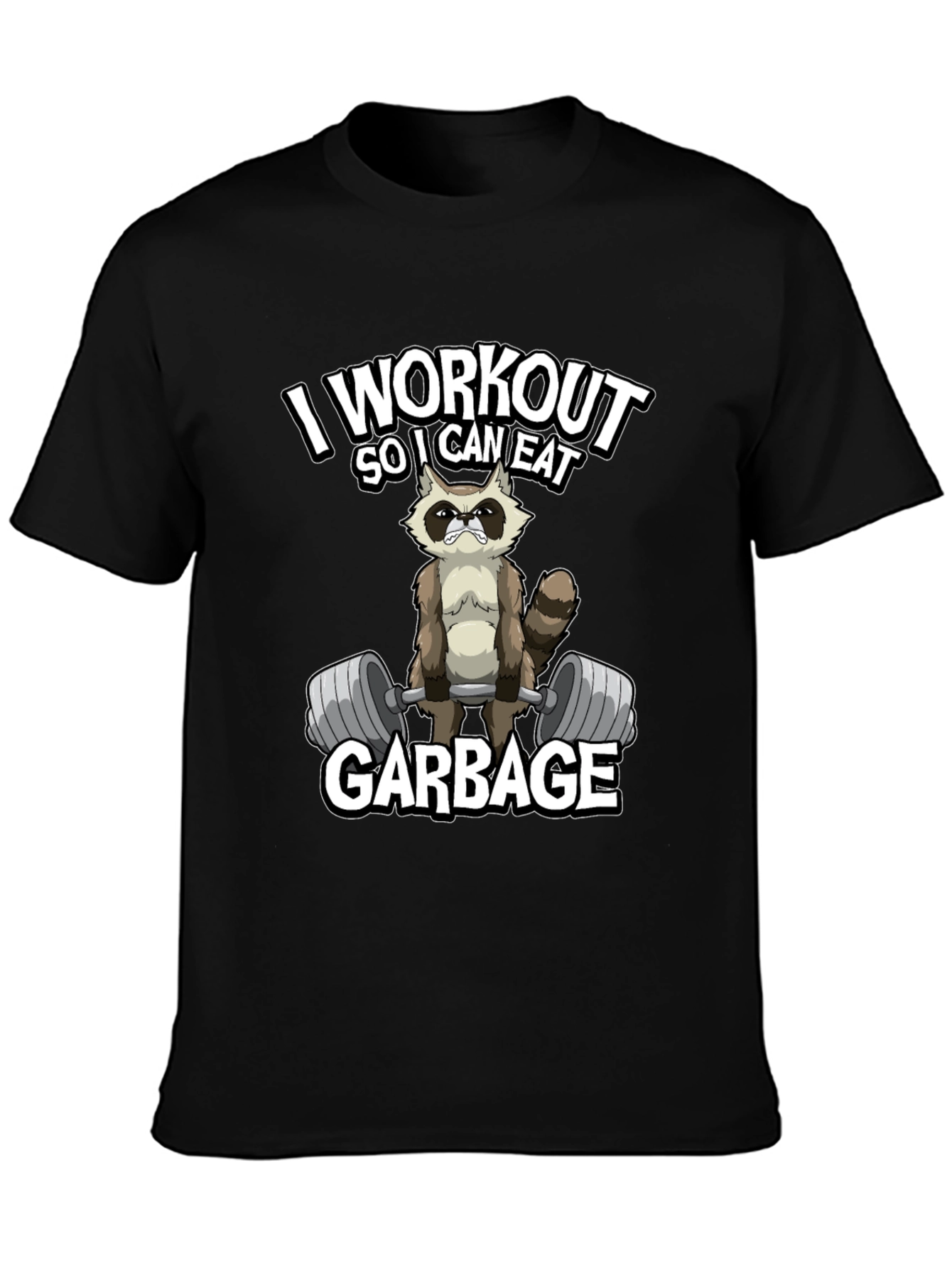 Black Workout Raccoon Graphic T-Shirt - Gym Humor view 3