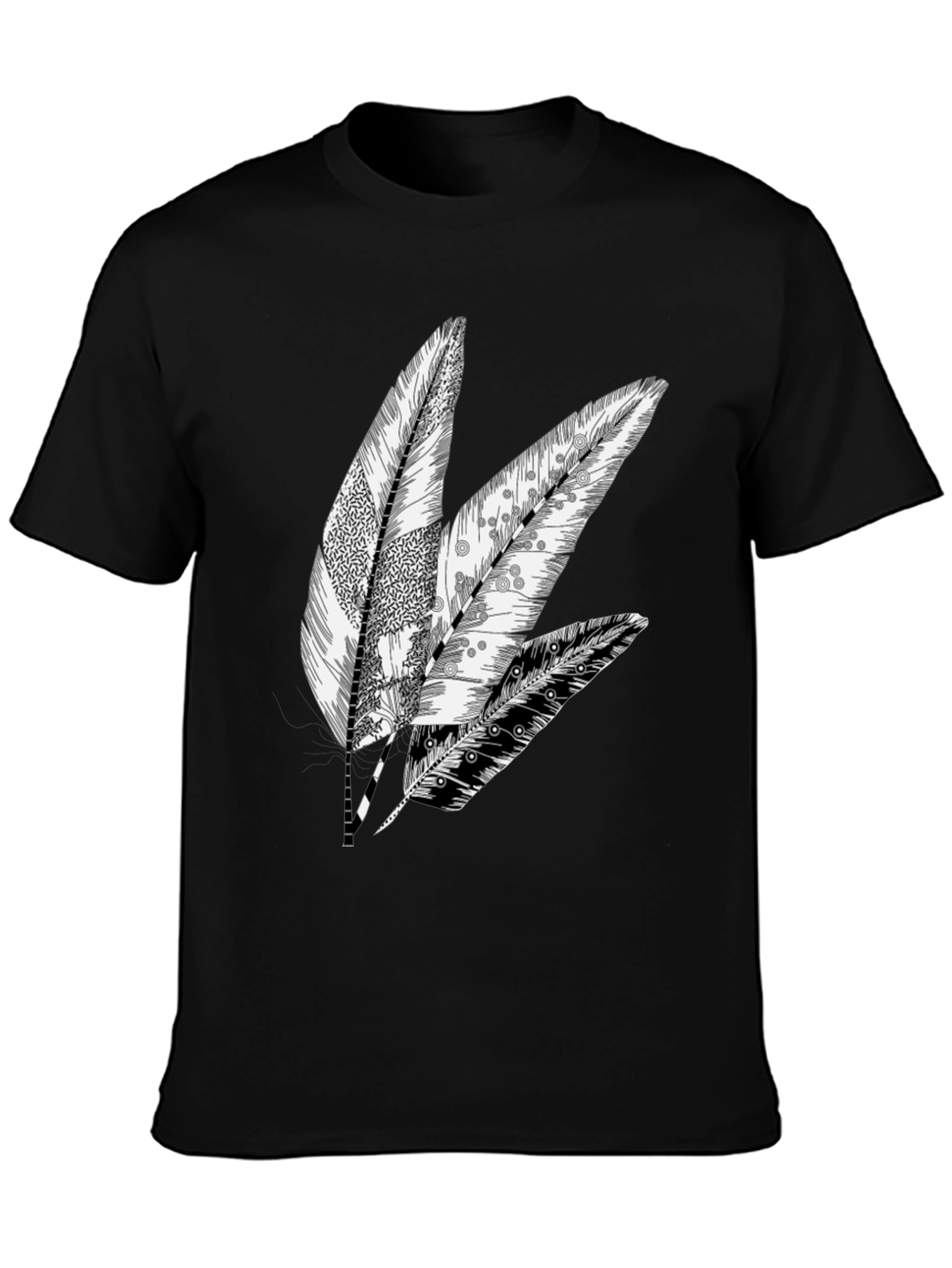 Black Feather Graphic Black Tee view 3
