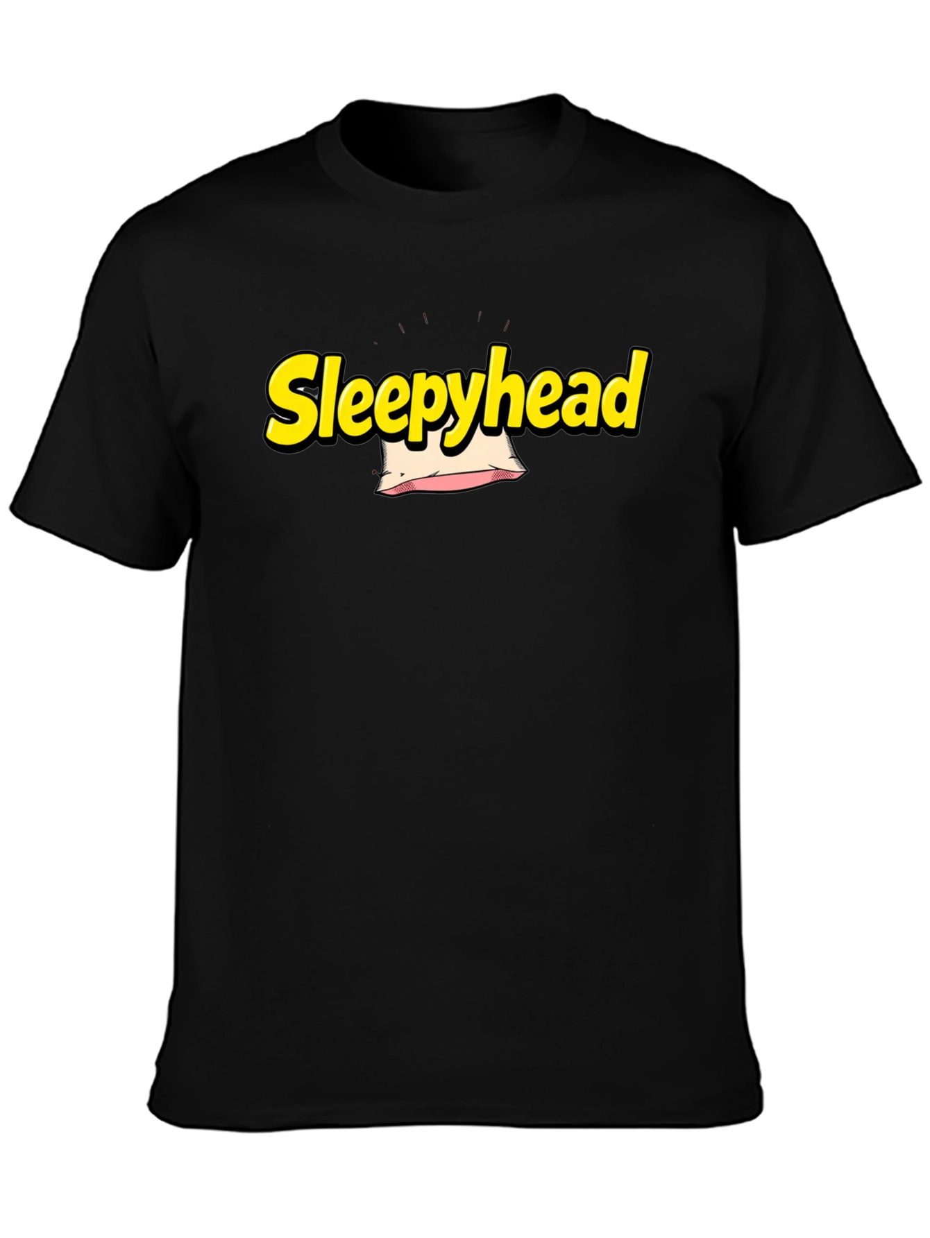 Black Sleepyhead Black T-Shirt - Funny Graphic Tee view 3
