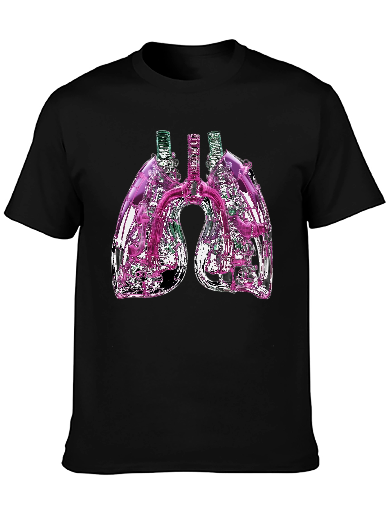 Black Abstract Lungs Graphic Tee - Black Cotton Blend view 3