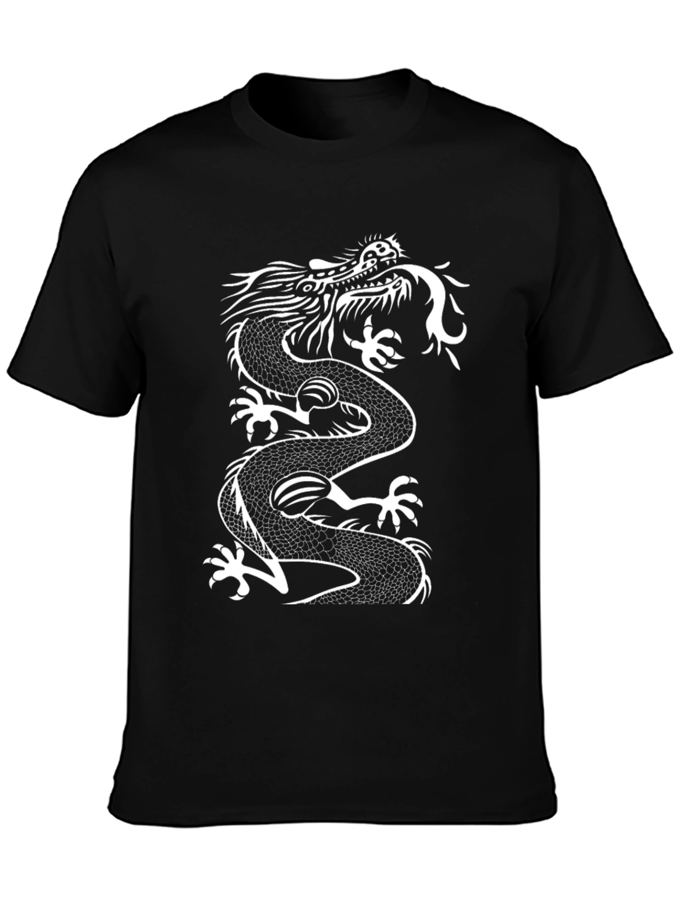 Black Dragon Graphic Tee - Men's Black Cotton T-Shirt view 3
