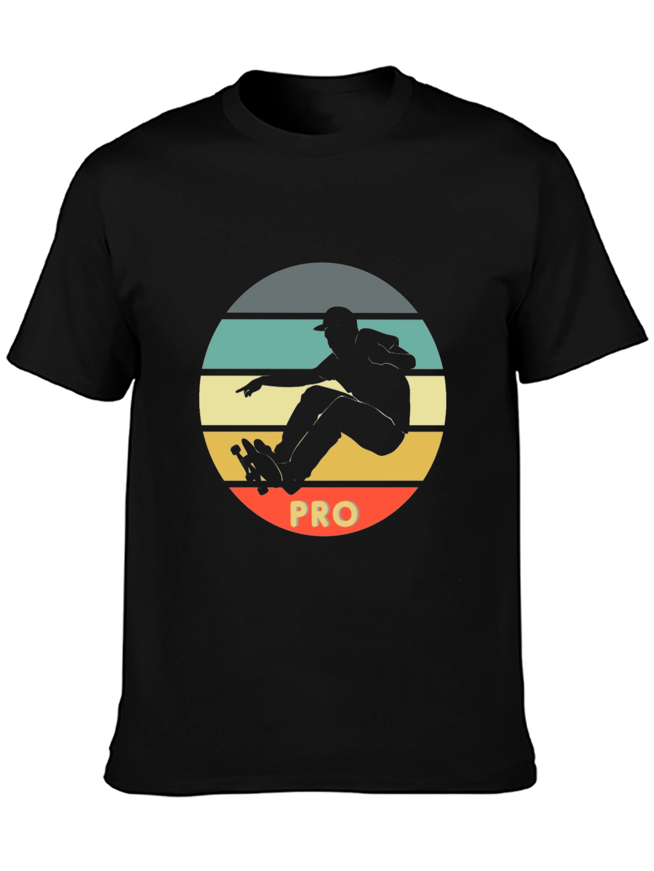 Black Skateboard Pro Black T-Shirt view 3
