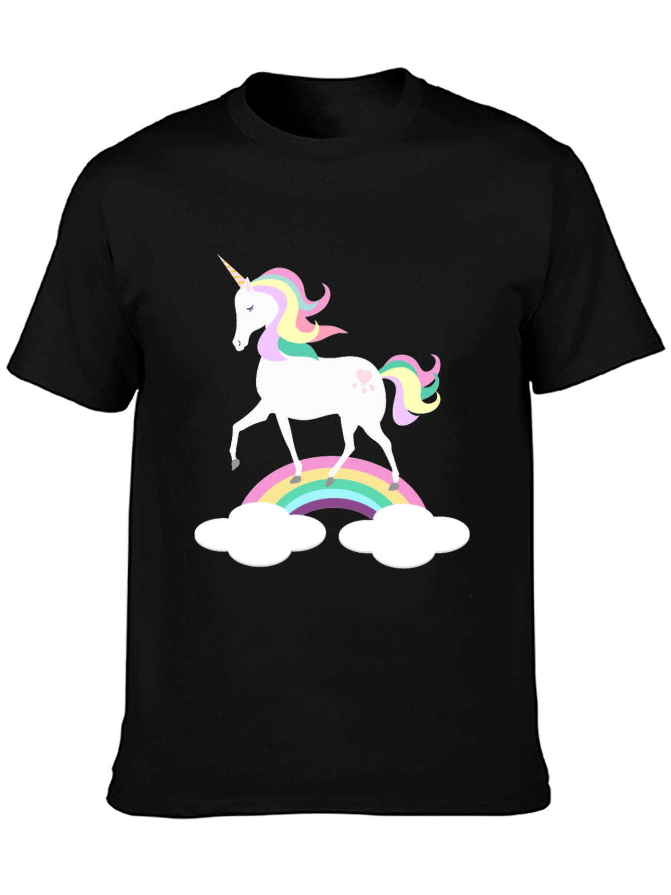 Black Rainbow Unicorn Graphic Tee - Black Cotton Blend view 3