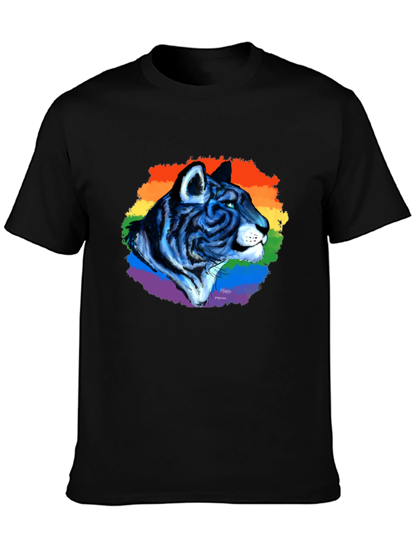 Black Rainbow Tiger Graphic Tee - Pride T-Shirt view 3
