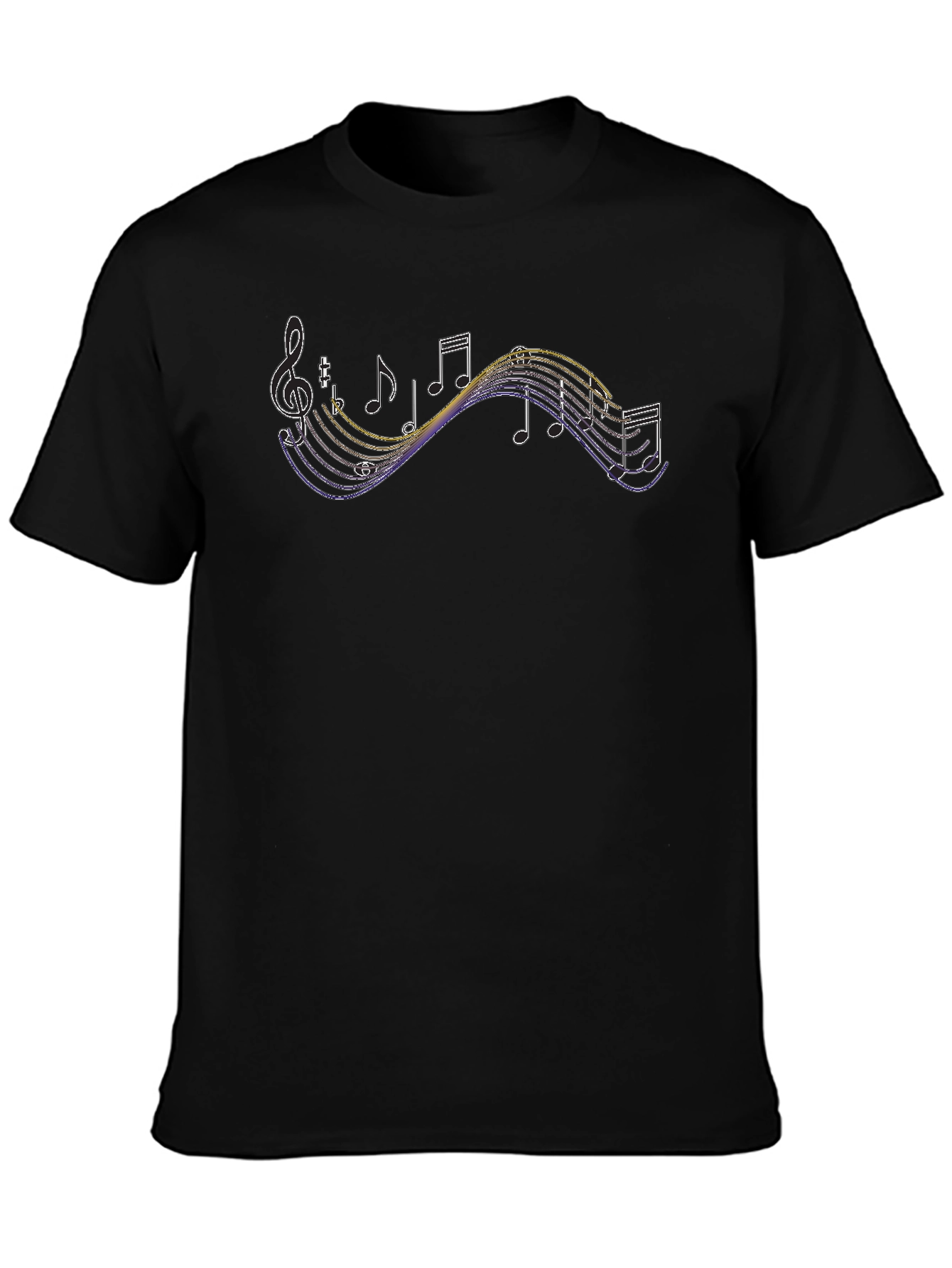 Black Musical Notes Graphic Tee - Stylish Black T-Shirt view 3