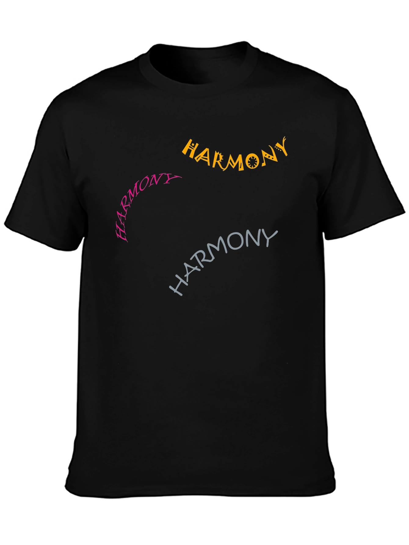 Black Harmony Tee - Graphic Design Black T-Shirt view 3