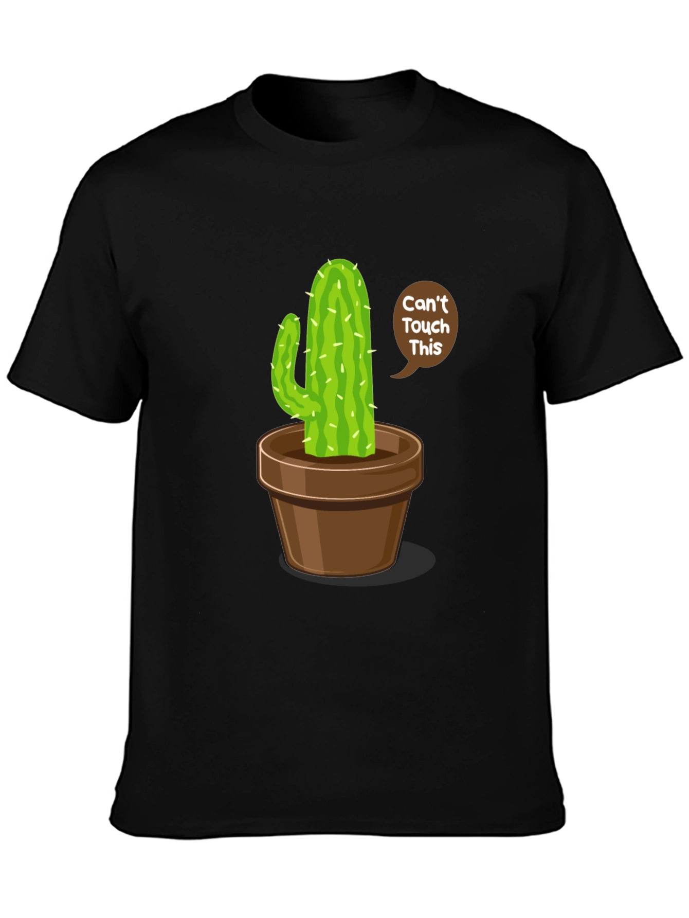 Black Cactus Humor Graphic Tee - 'Can't Touch This' Shirt view 3