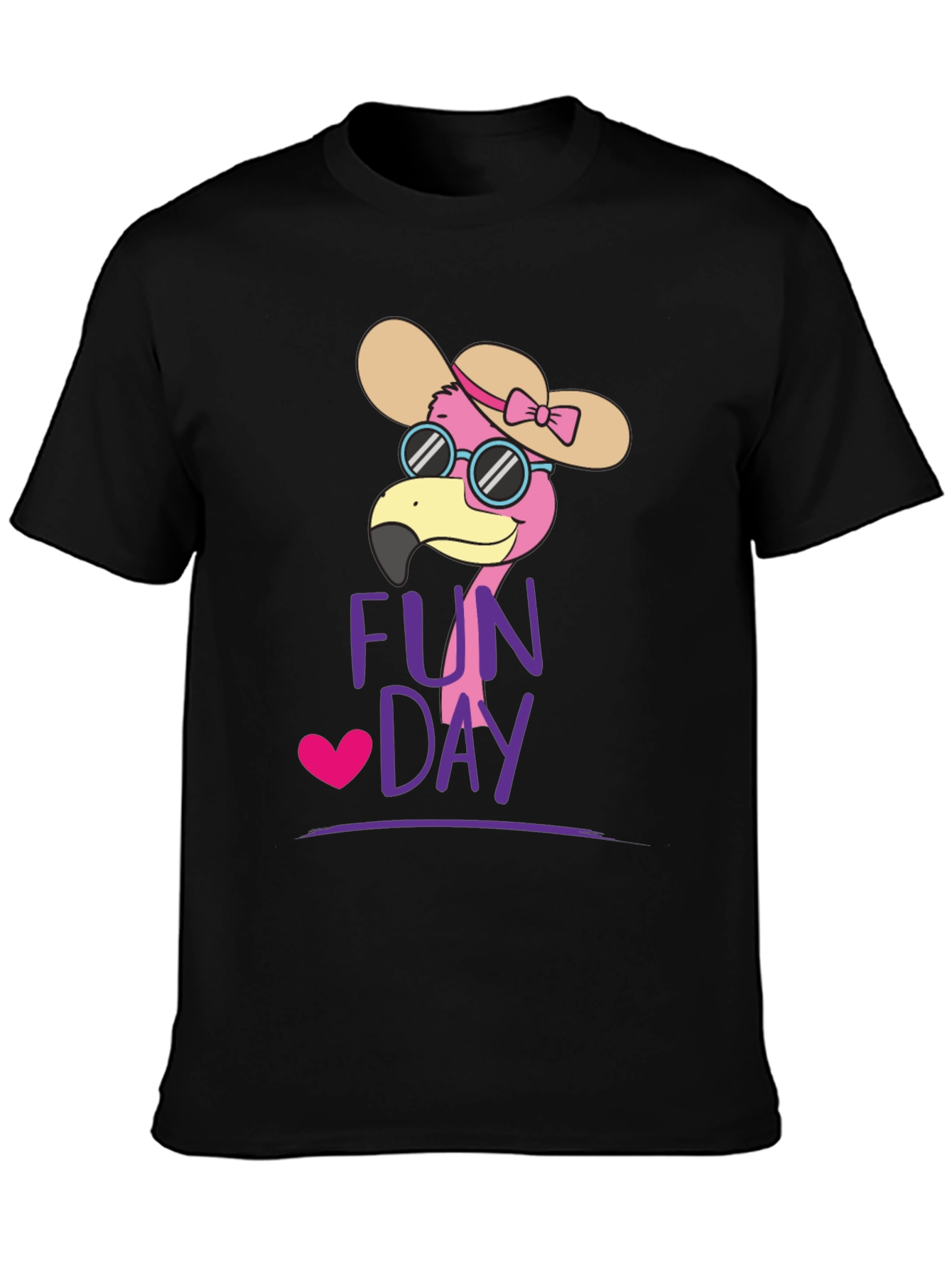 Black Fun Day Flamingo Graphic Tee - Casual Comfort view 3