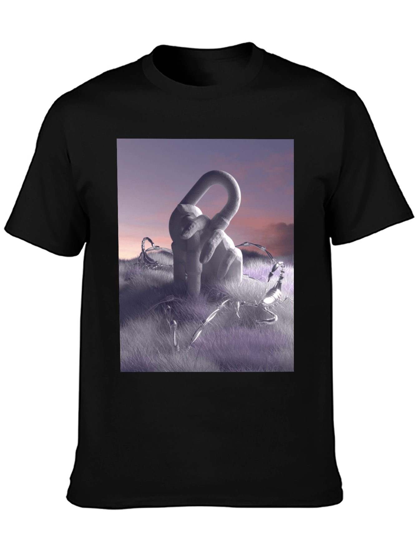 Black Abstract Sculpture Graphic Tee - Modern Art Shirt view 3