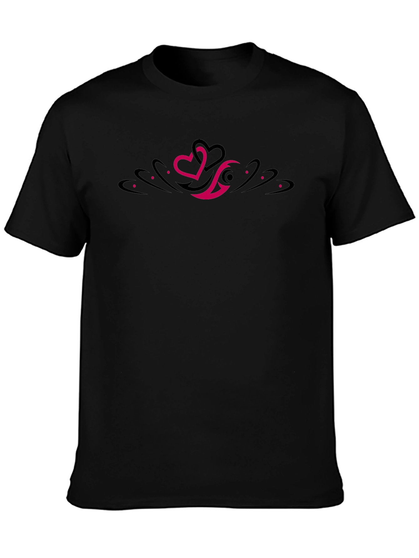 Black Men's Black Graphic Tee - Tribal Heart Design view 3