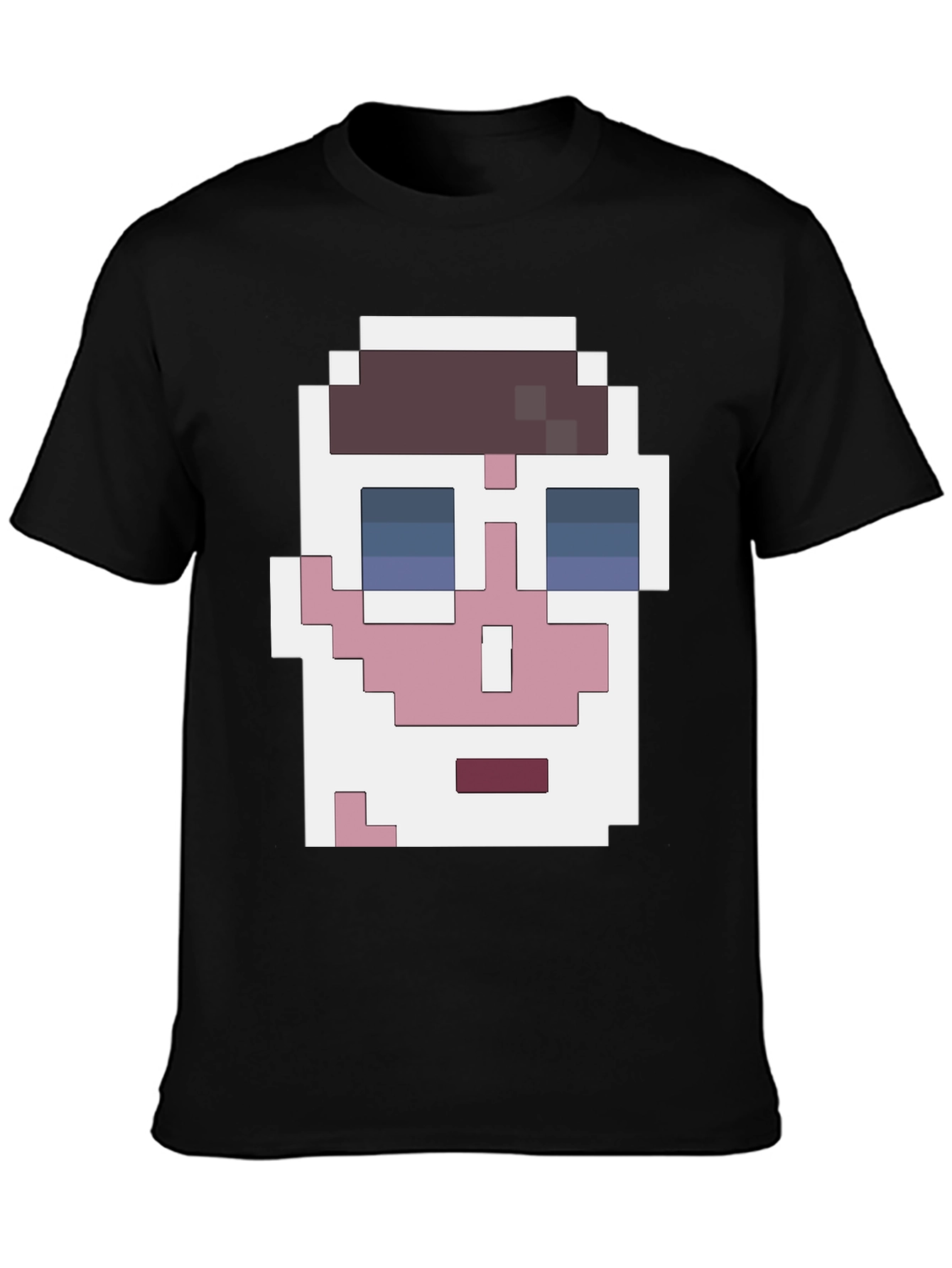 Black Pixelated Face Graphic T-Shirt - Cool Retro Style view 3