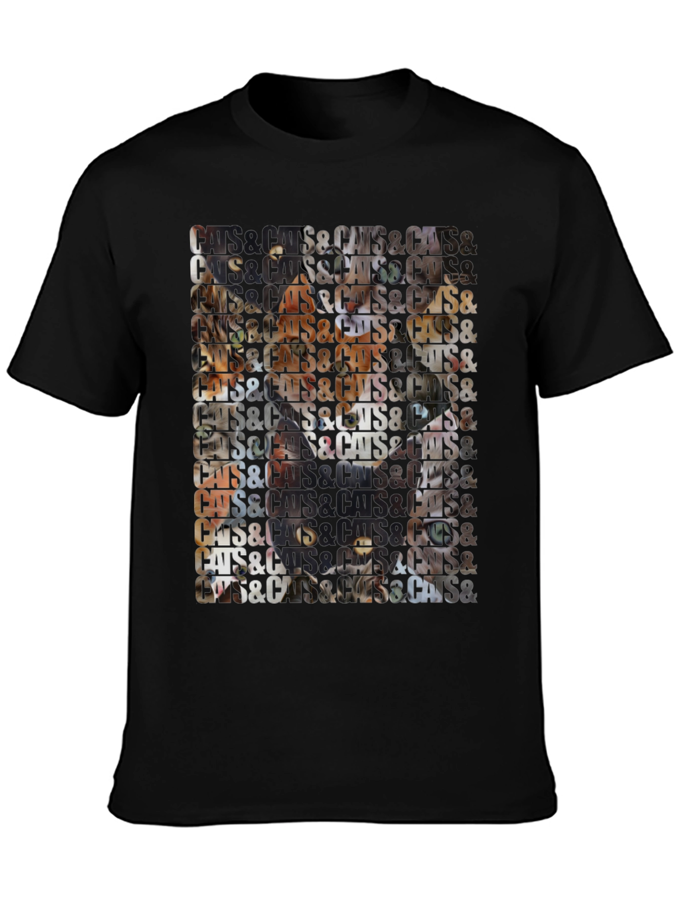 Black Cats Patterned Graphic T-Shirt view 3