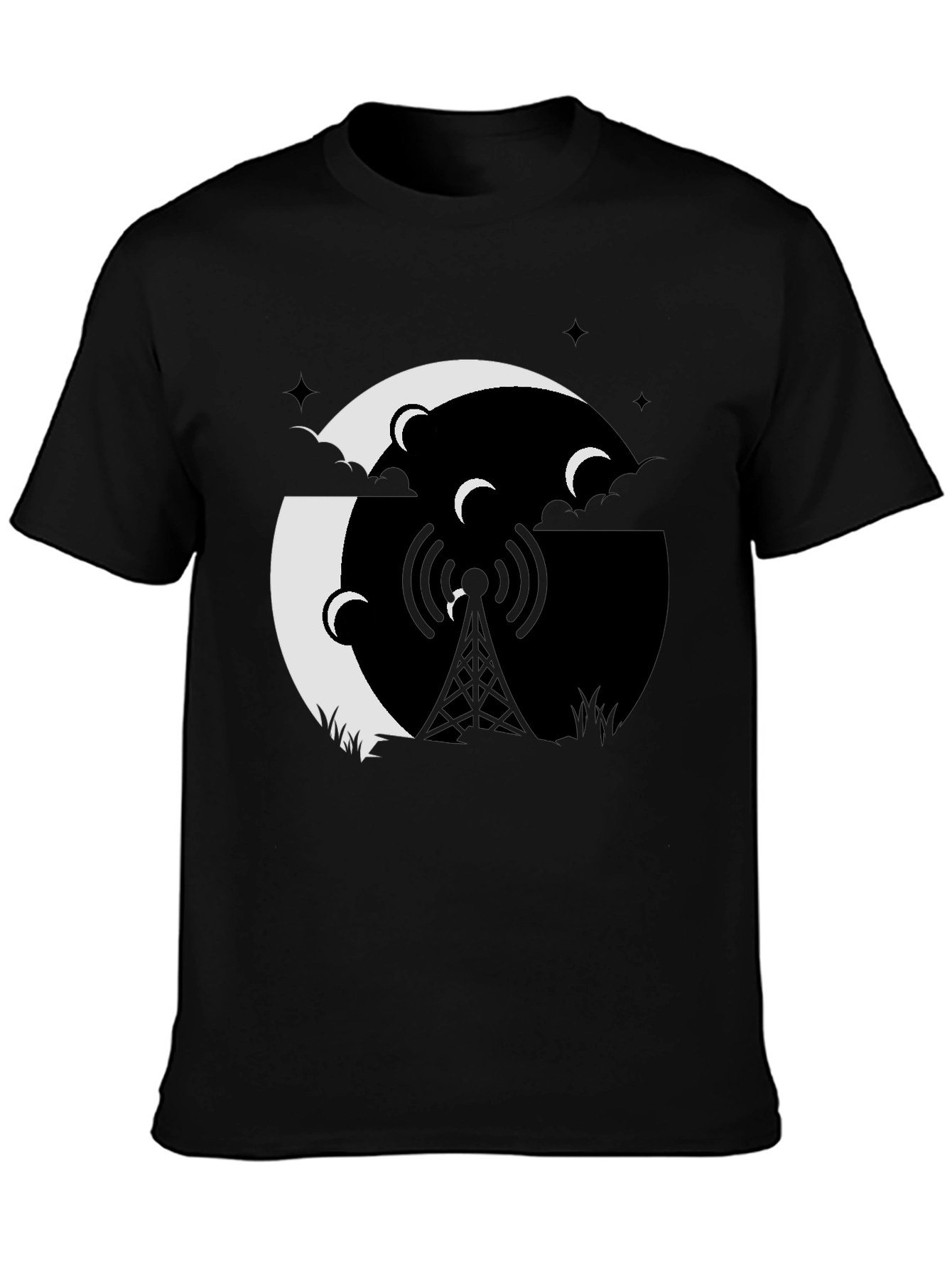 Black Mystic Night Tower Graphic Tee - Black view 3
