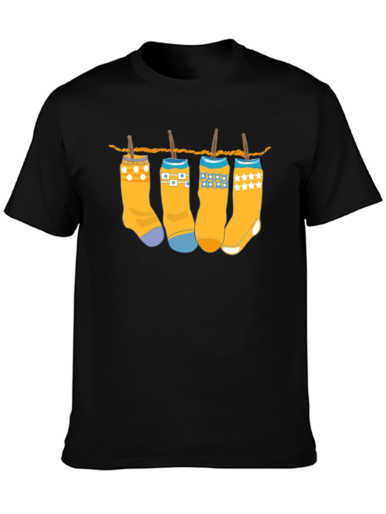 Black Novelty Socks on Clothesline Graphic Tee - Unisex view 3