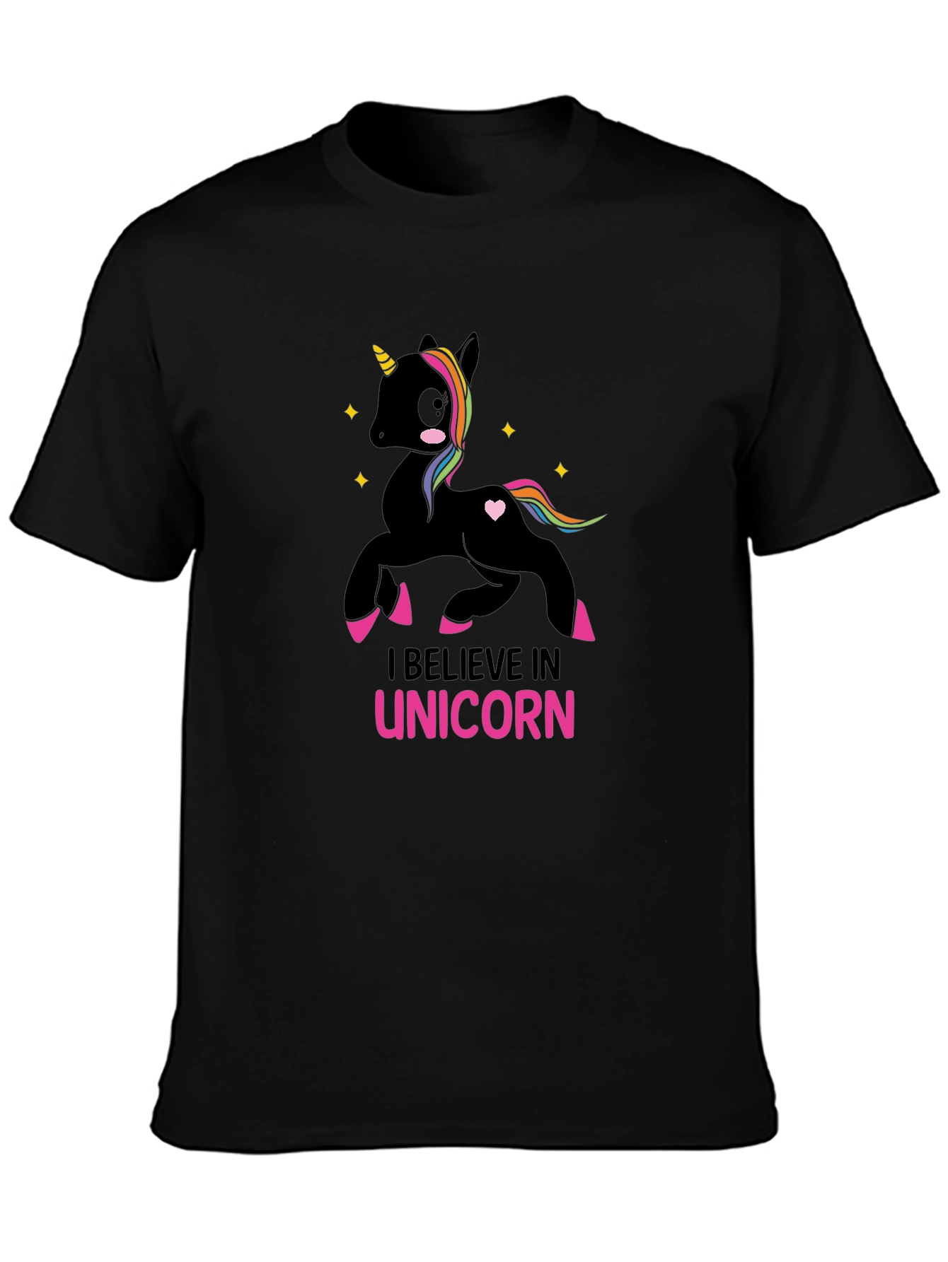 I Believe in Unicorn Black T-Shirt - 3