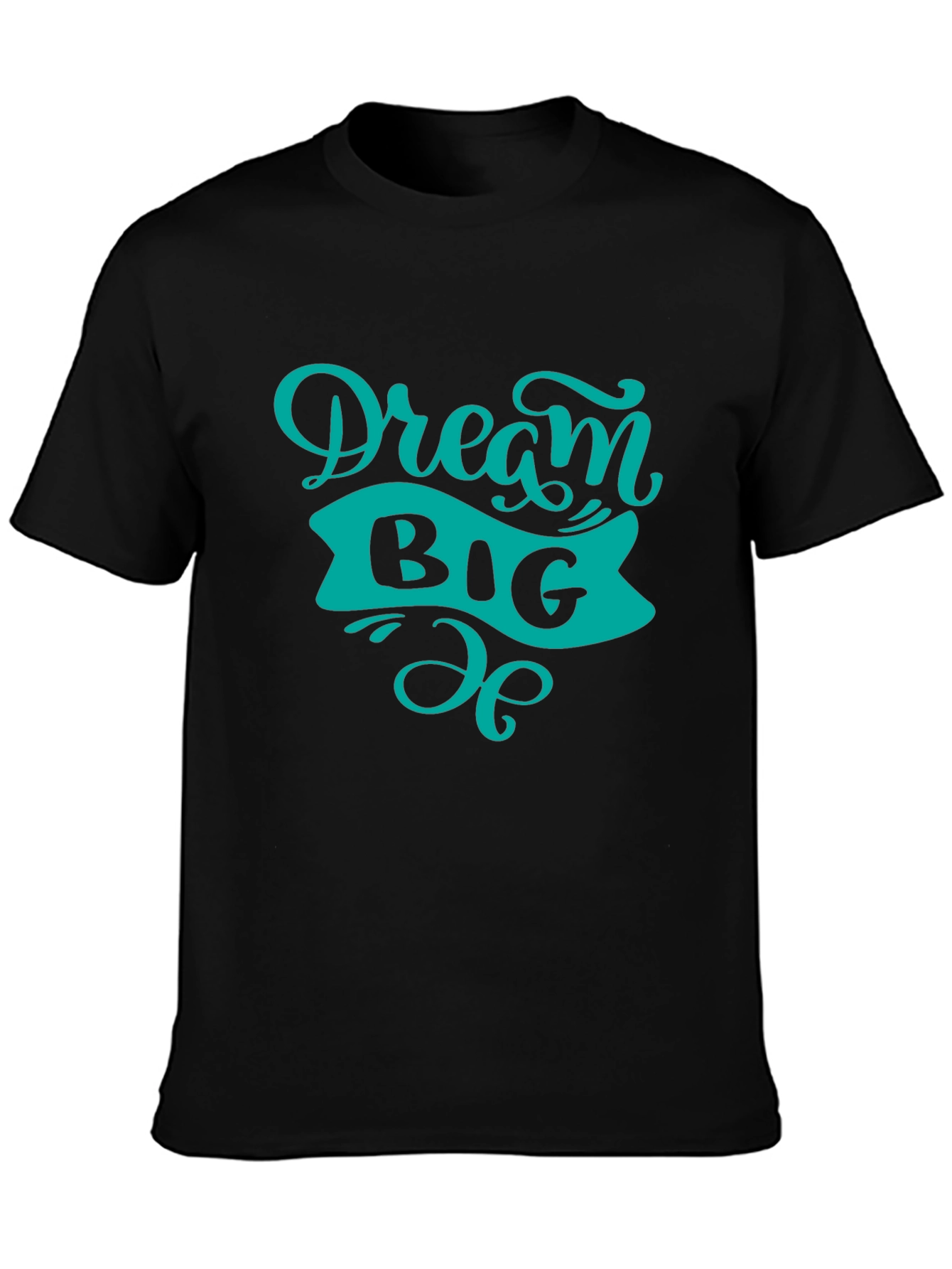 Black Dream Big Graphic Tee - Black Cotton T-Shirt view 3