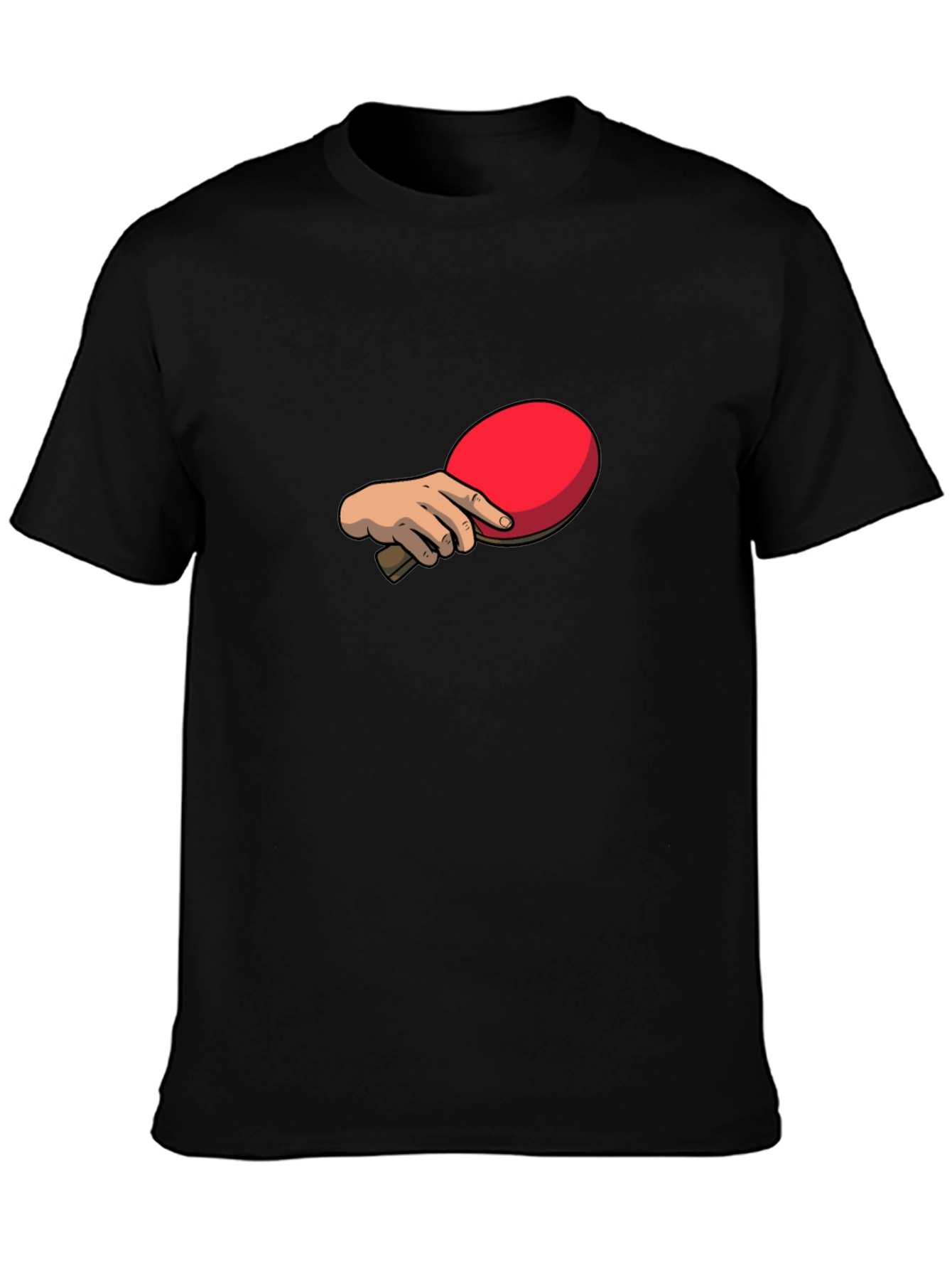 Black Ping Pong Paddle Graphic Tee - Black Cotton T-Shirt view 3
