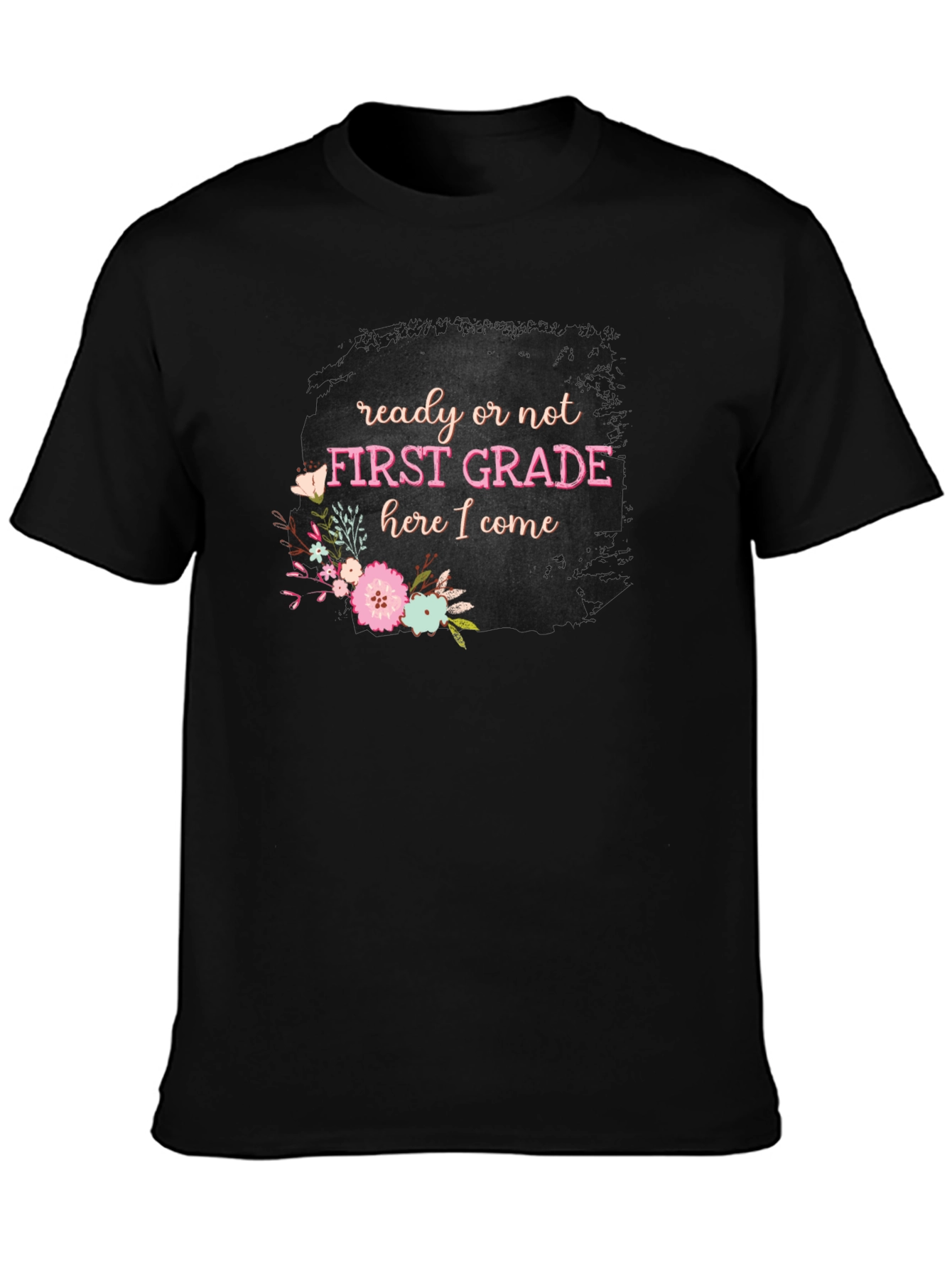 Black First Grade Teacher Ready or Not T-Shirt view 3