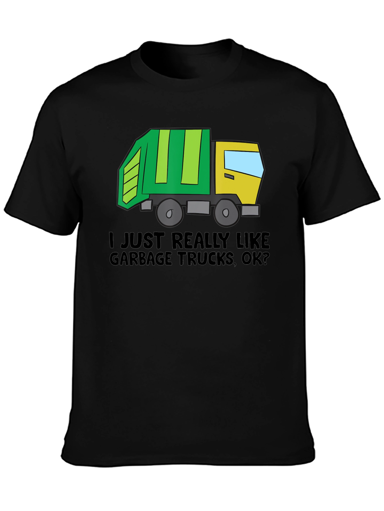 Black Garbage Truck Lover T-Shirt view 3