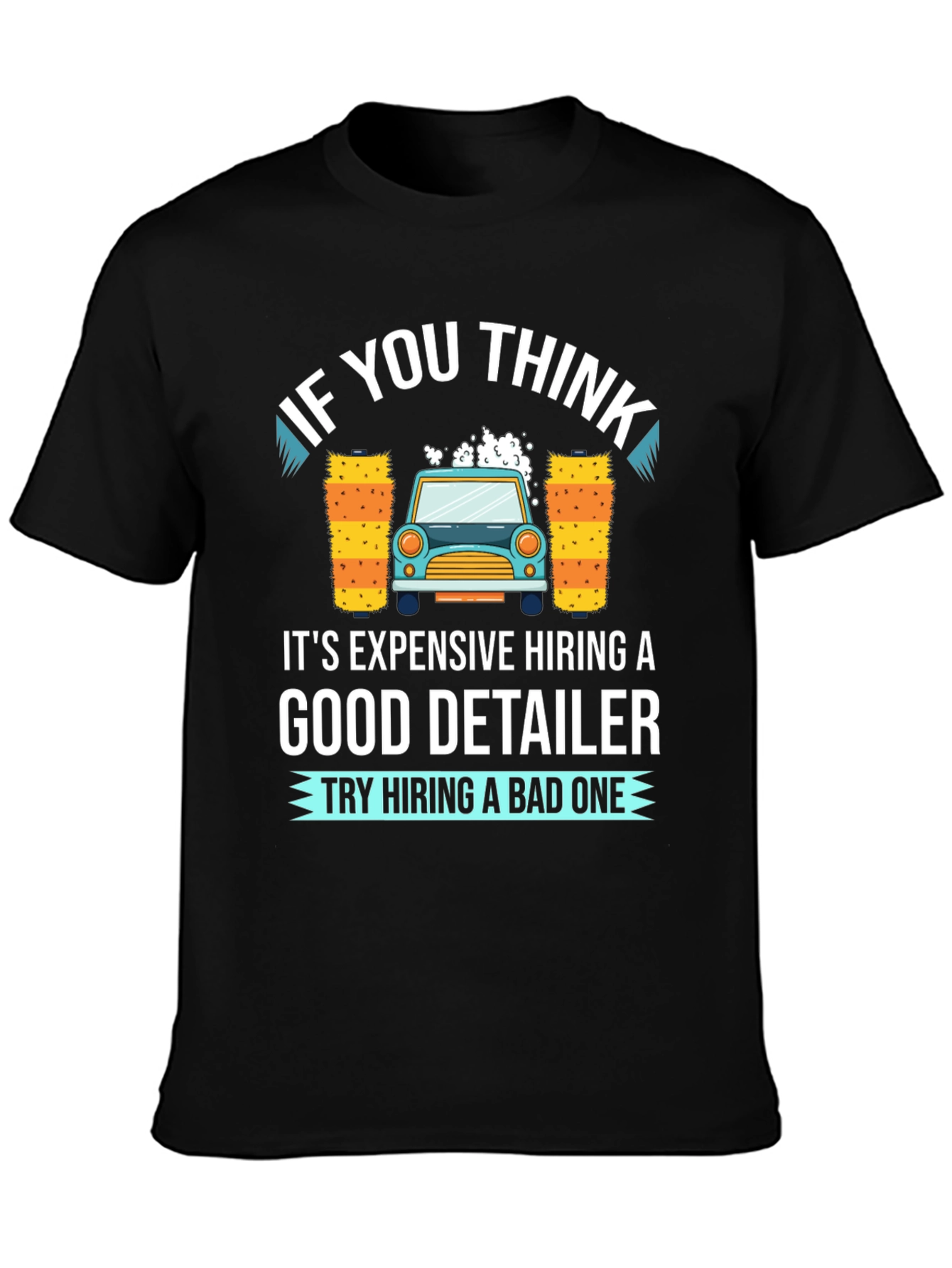 Black Detailer Car Wash Funny Graphic T-Shirt view 3