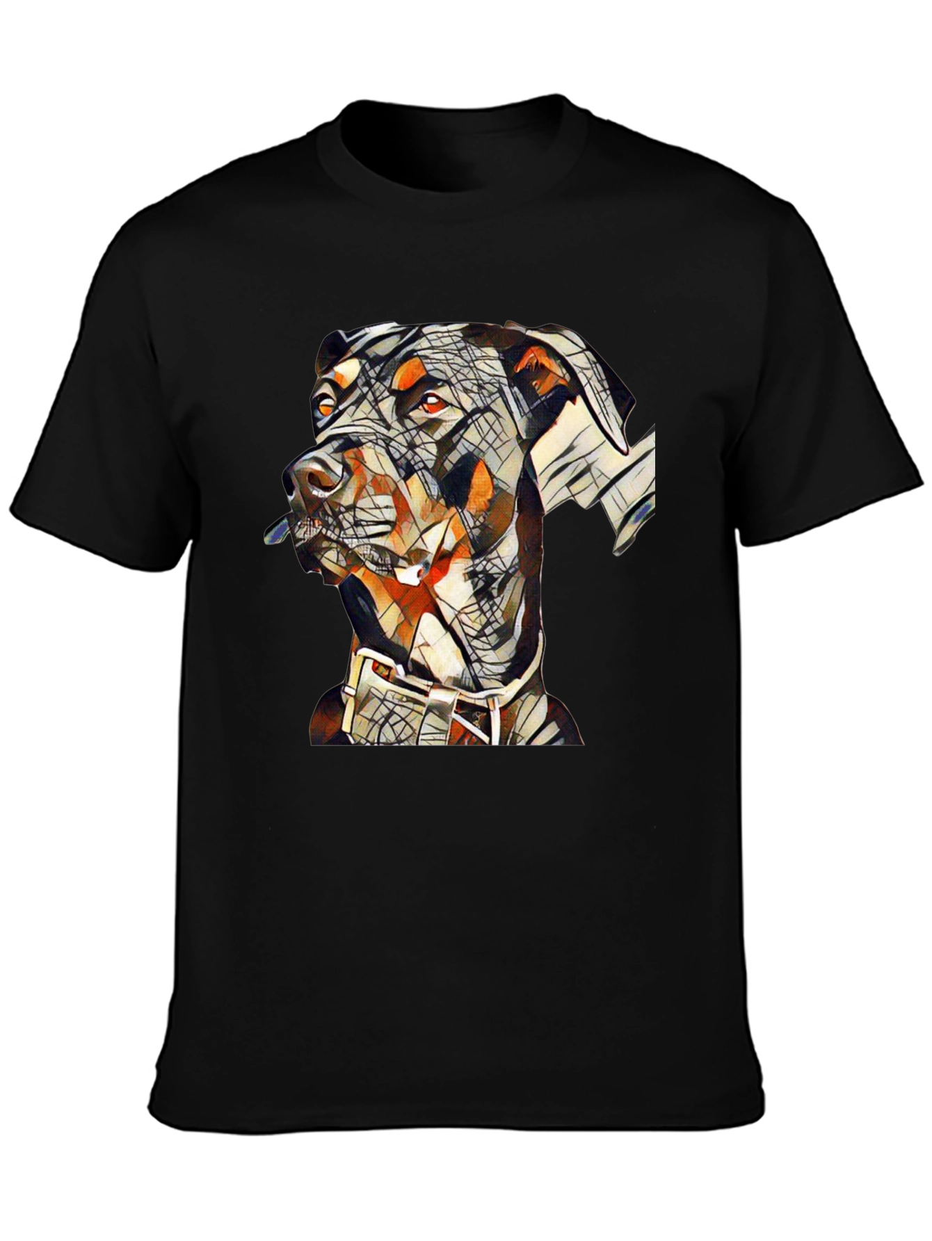 Black Abstract Doberman Dog Graphic T-Shirt view 3