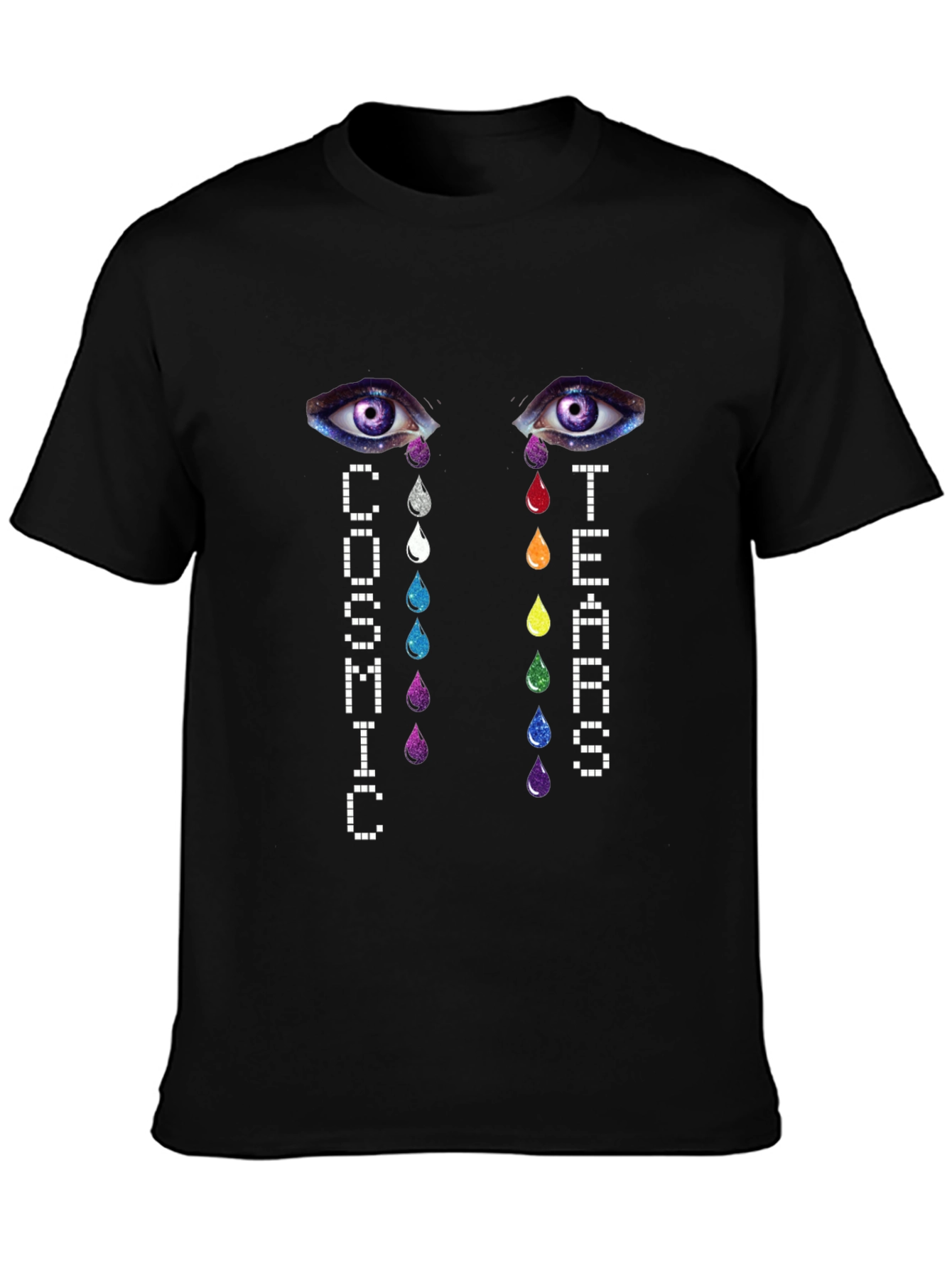 Black Cosmic Tears Graphic Tee - Soft Black Cotton view 3
