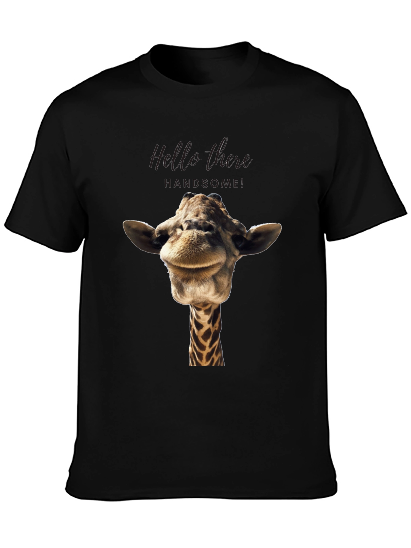 Black Giraffe Head Graphic Print Black T-Shirt view 3
