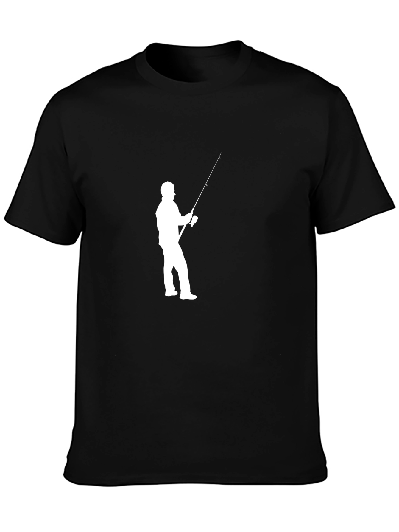 Black Fishing Silhouette Black T-Shirt view 3