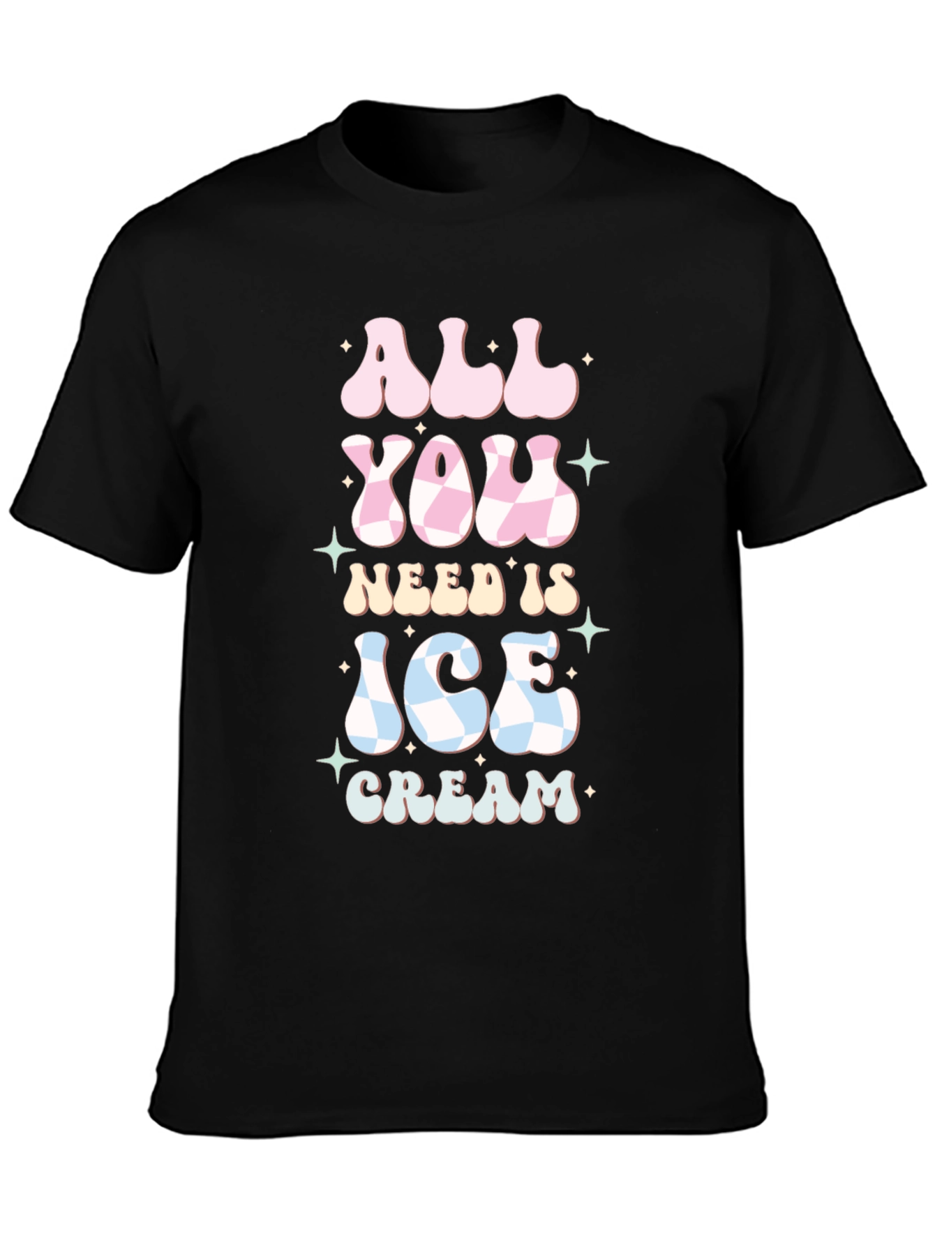 Black All You Need Is Ice Cream Graphic Tee view 3