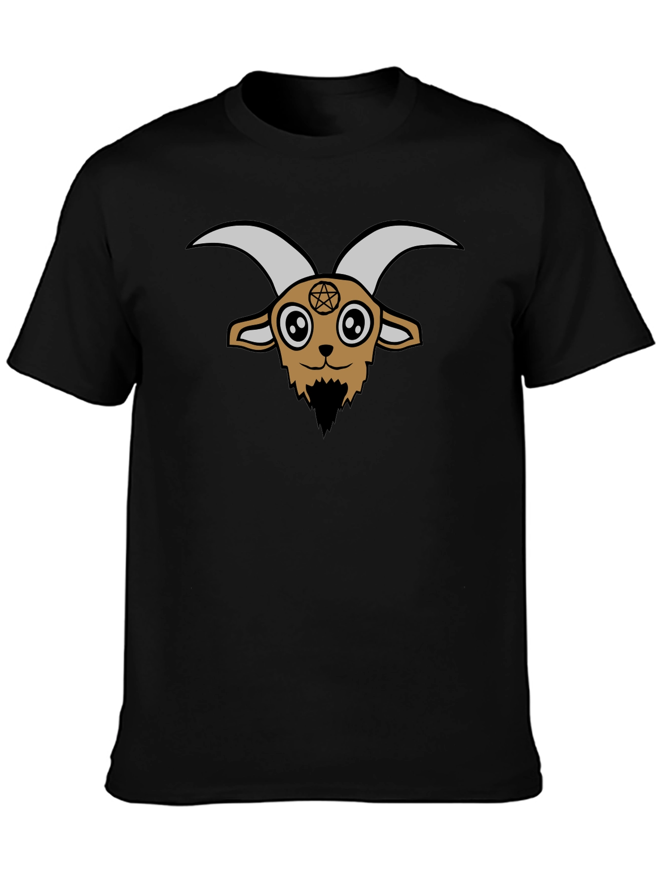 Black Goat Head Graphic Tee - Soft Black Cotton T-Shirt view 3