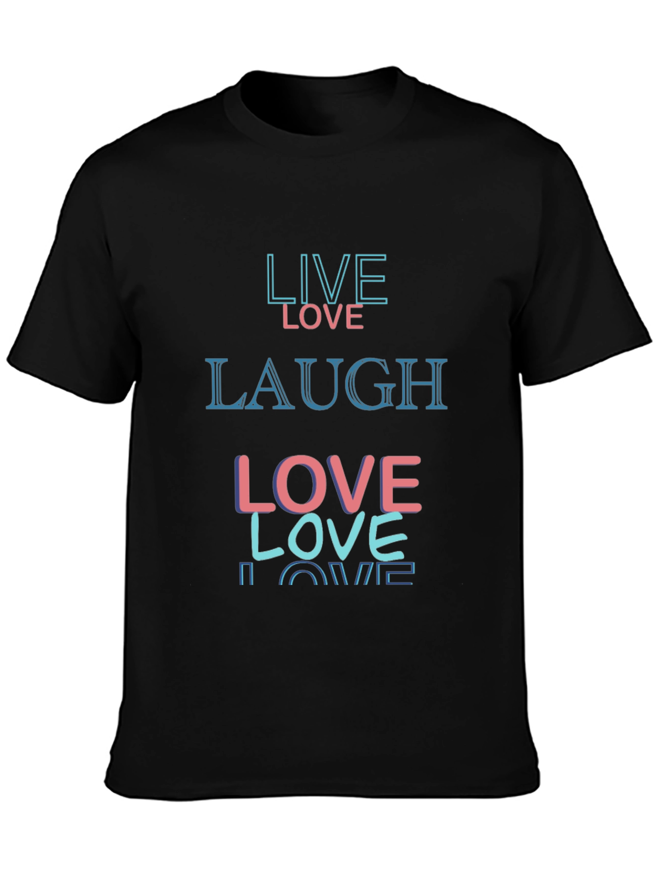 Black Live Love Laugh Graphic Tee - Black Casual Shirt view 3