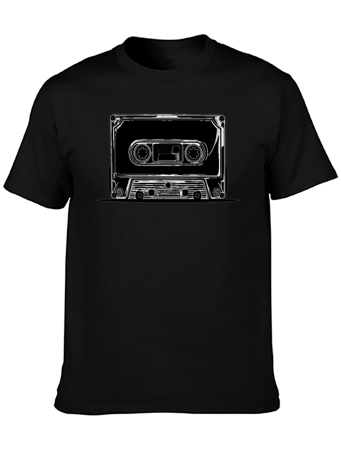 Black Retro Cassette Tape Graphic T-Shirt - Classic Music Tee view 3