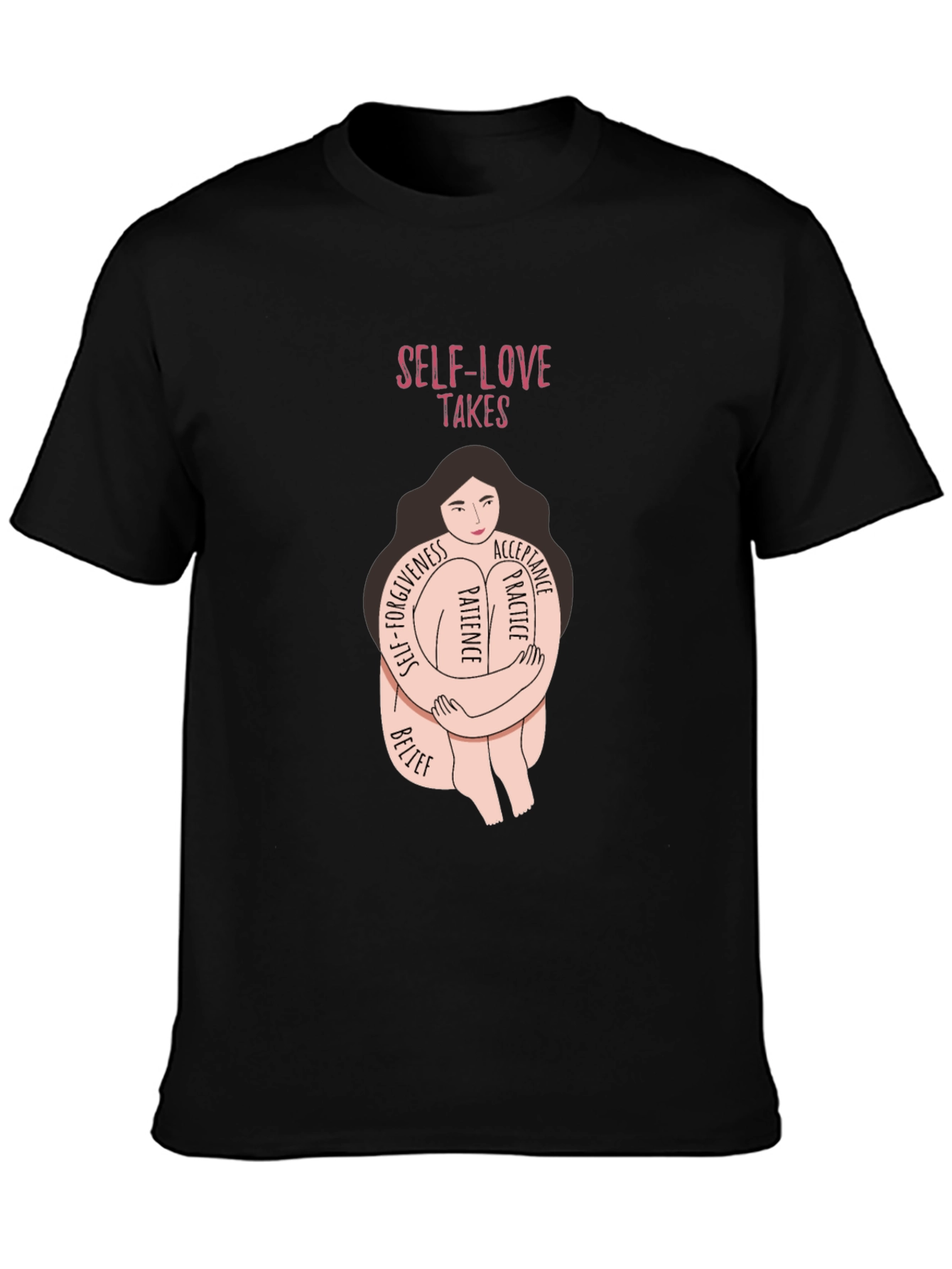 Black Self-Love Takes T-Shirt - Embrace Patience & Acceptance view 3