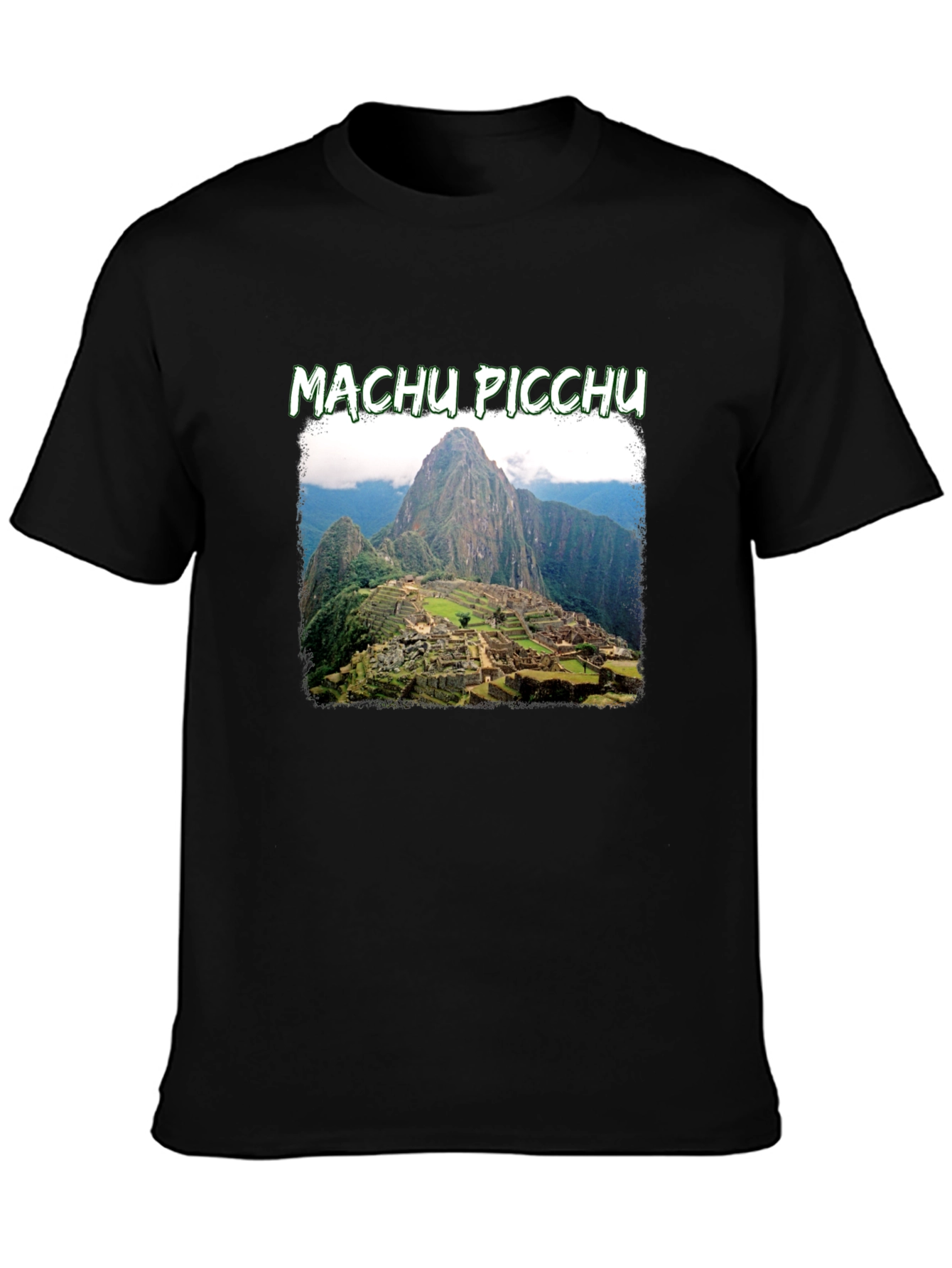 Black Machu Picchu Graphic Tee | Black Crew Neck T-Shirt view 3