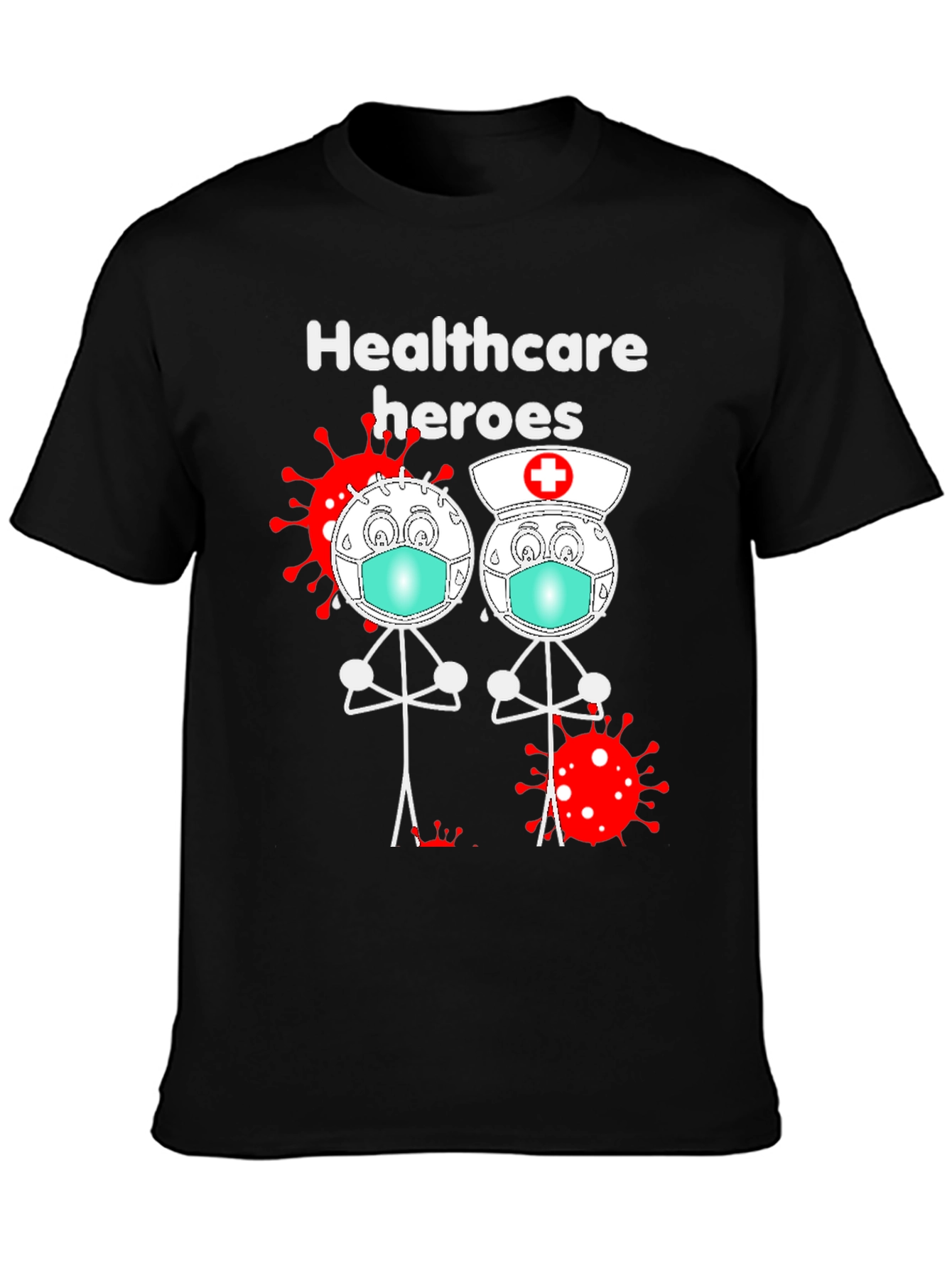 Black Healthcare Heroes Graphic T-Shirt view 3