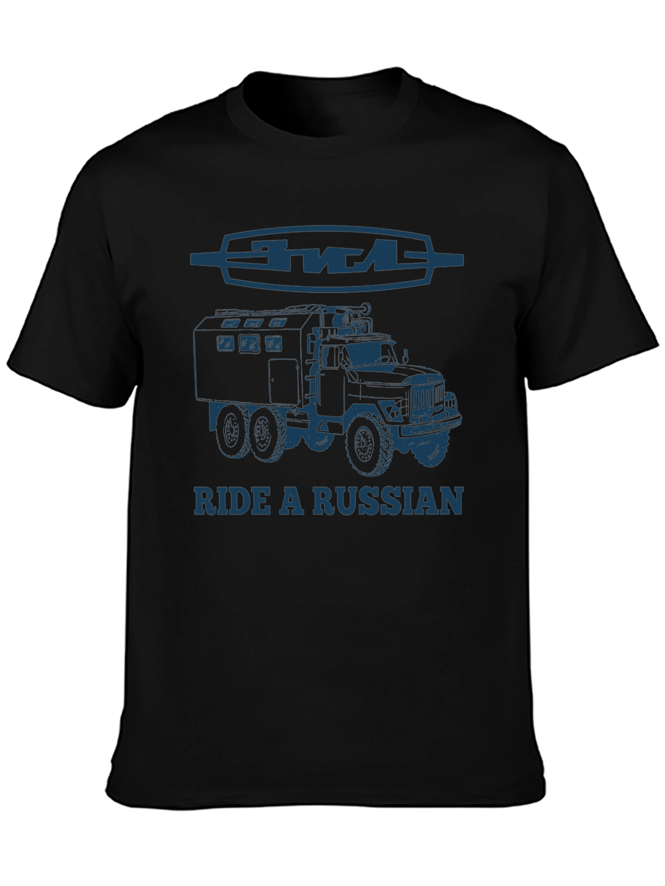 Black Ride a Russian Truck T-Shirt - Black view 3