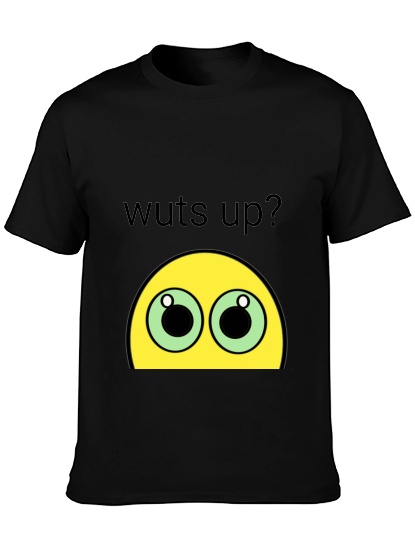 Black Funny Wuts Up? Emoji Black T-Shirt view 3