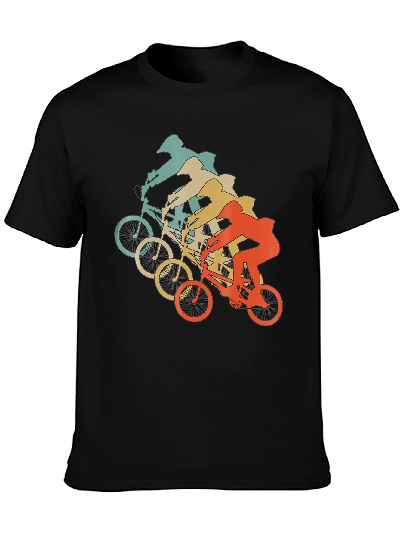 Black Vintage Mountain Biker Graphic T-Shirt - Retro Cycling Tee view 3