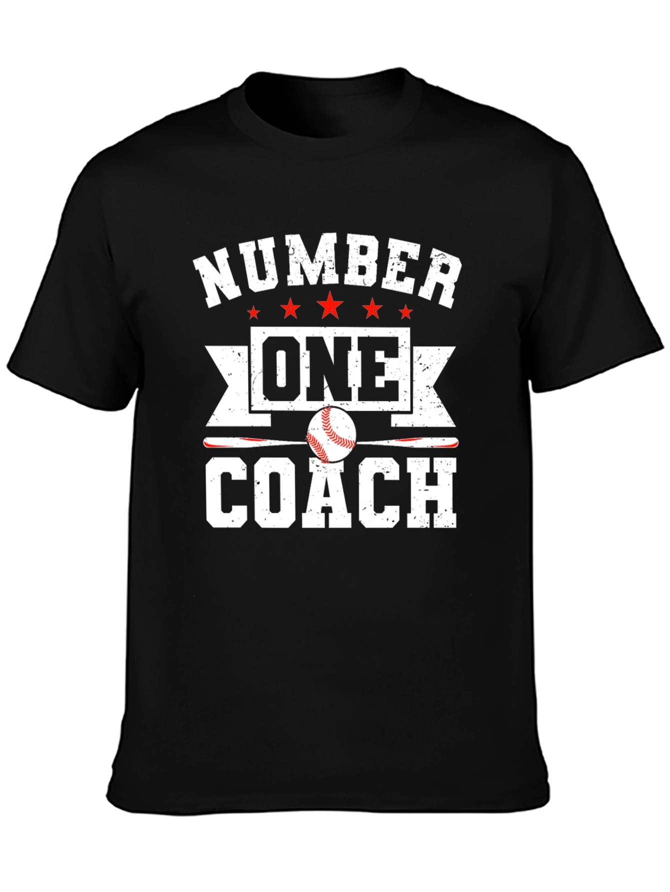 Black Number One Baseball Coach Graphic T-Shirt view 3