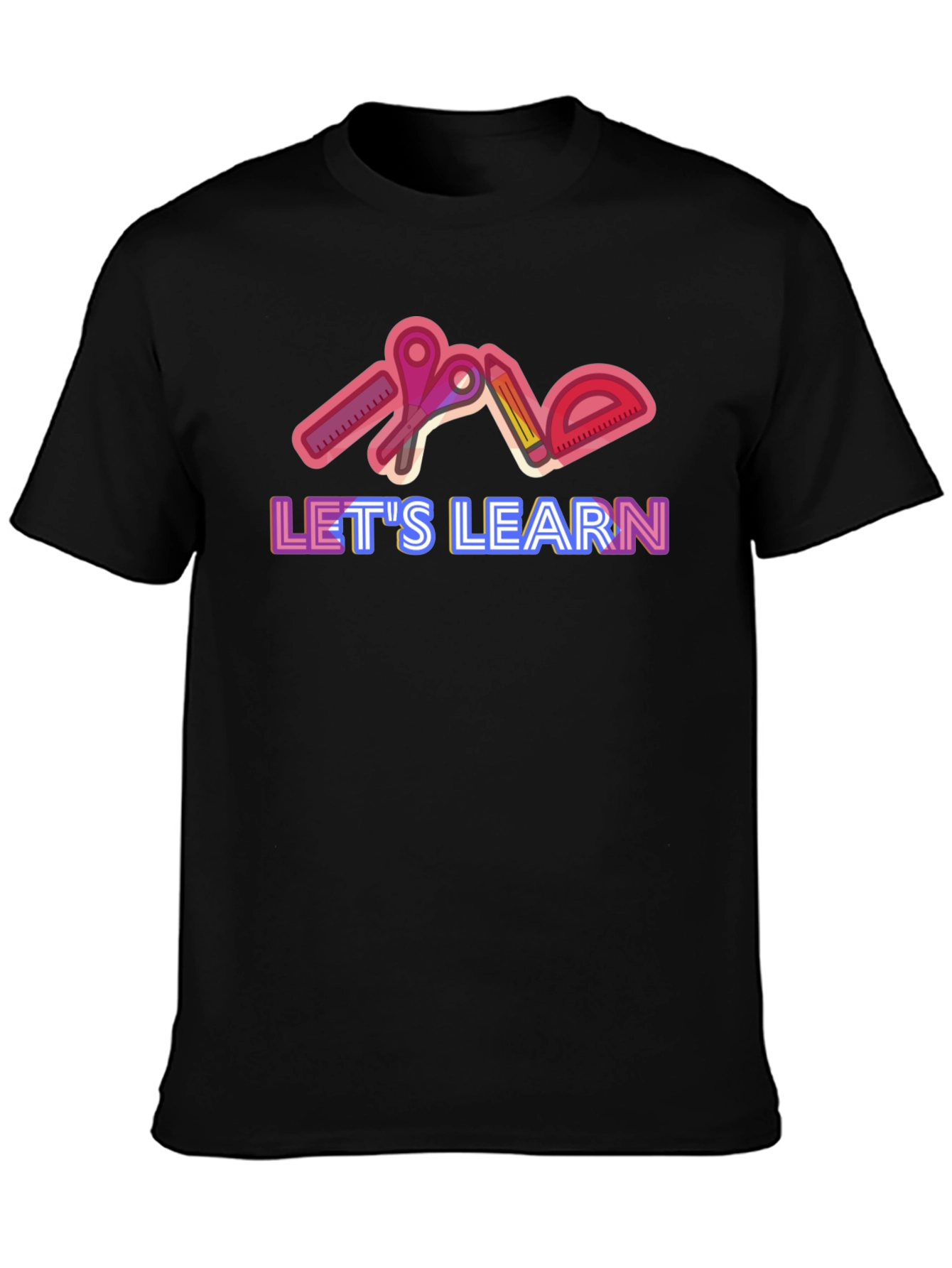 Black Let's Learn Graphic Tee - Black view 3