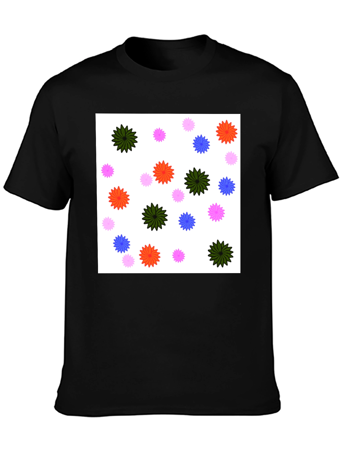 Black Floral Patterned Black T-Shirt view 3